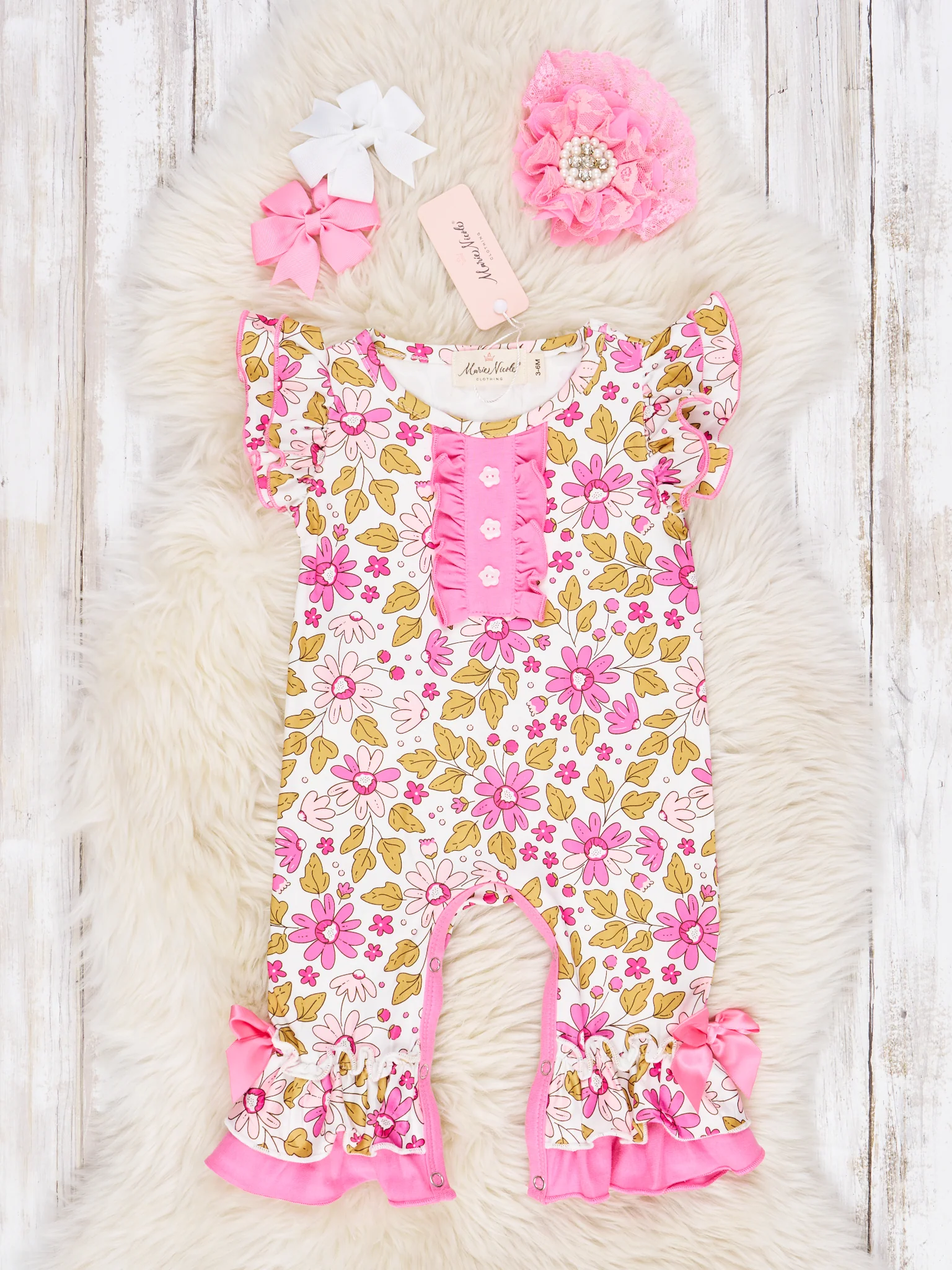 Fuchsia Daisy Ruffle Romper