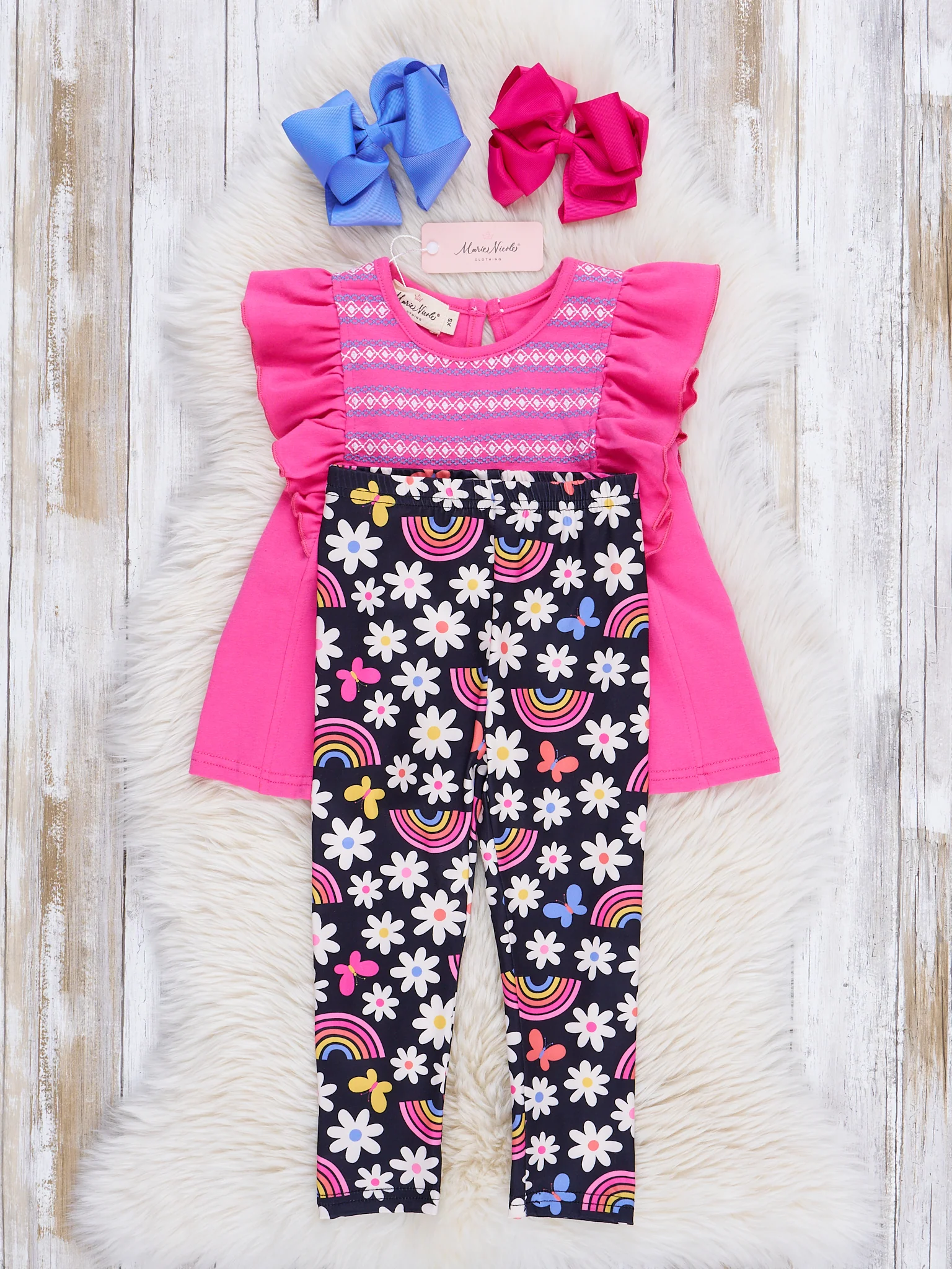 Fuchsia Smocked Florals Ruffle Outfit - Image 2