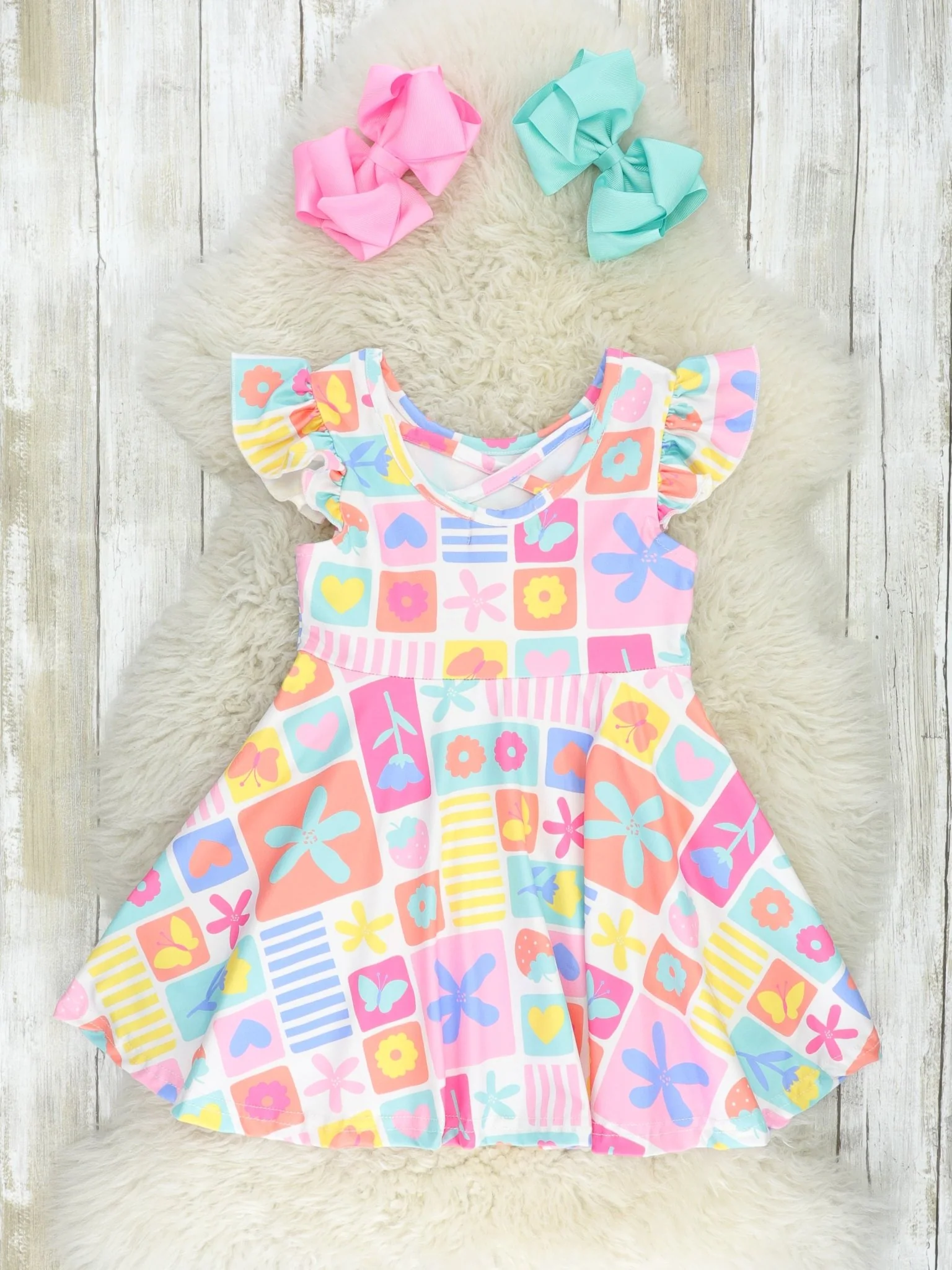 Fun Floral Geometric Swing Dress - Image 2