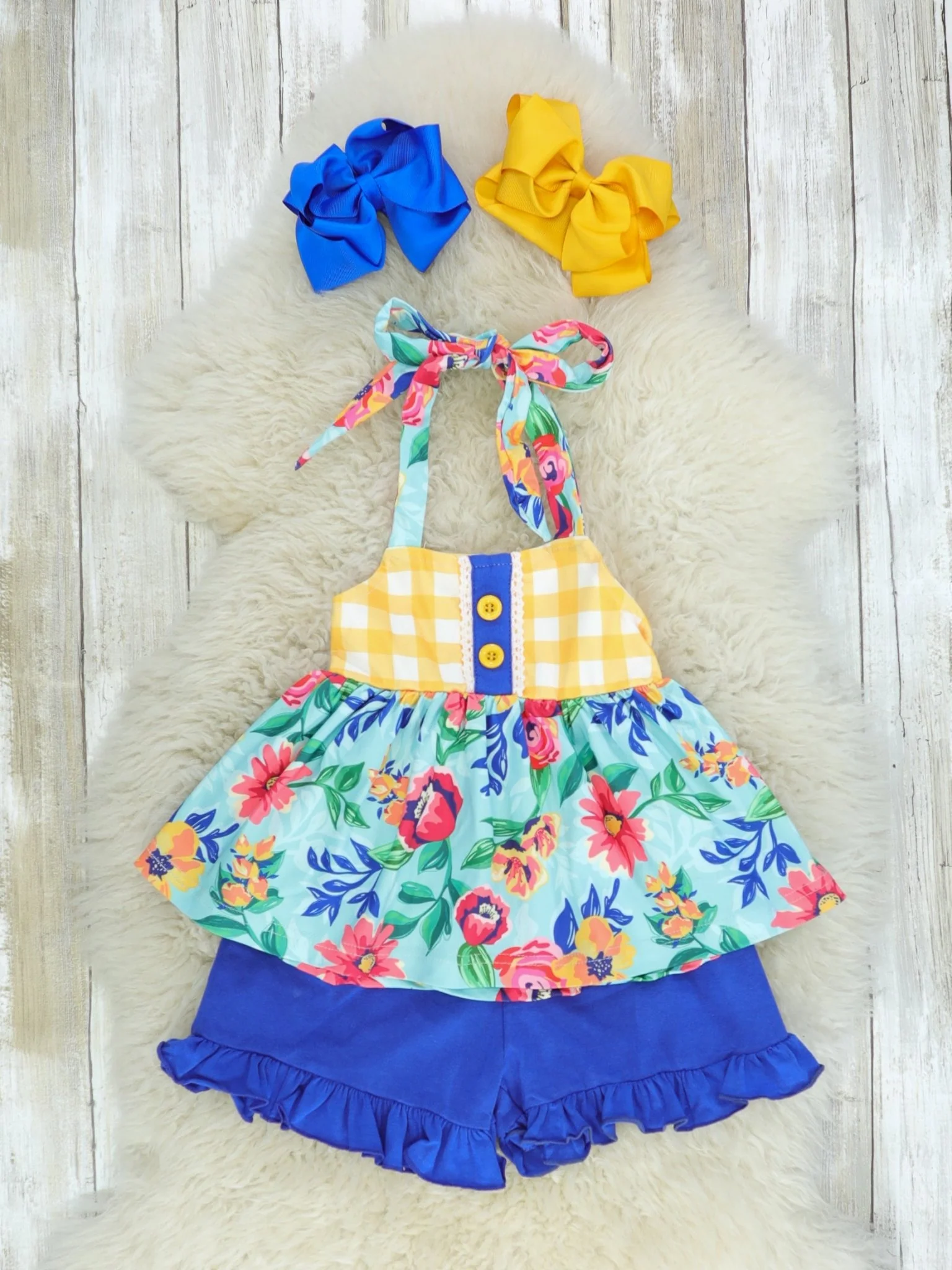 Fun Floral Halter Ruffle Outfit