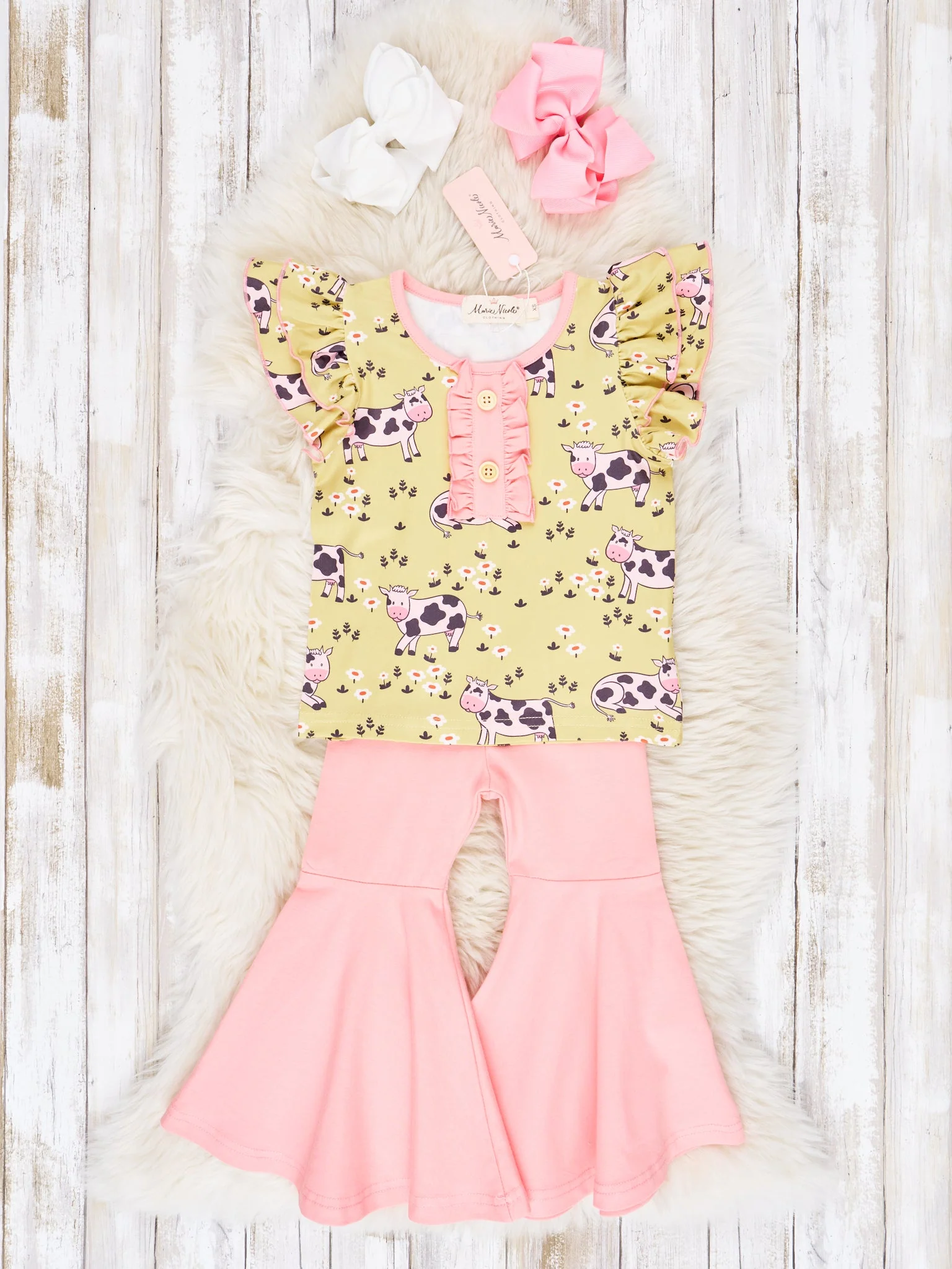 Funky Cow Ruffle Bell Bottom Outfit - Image 4