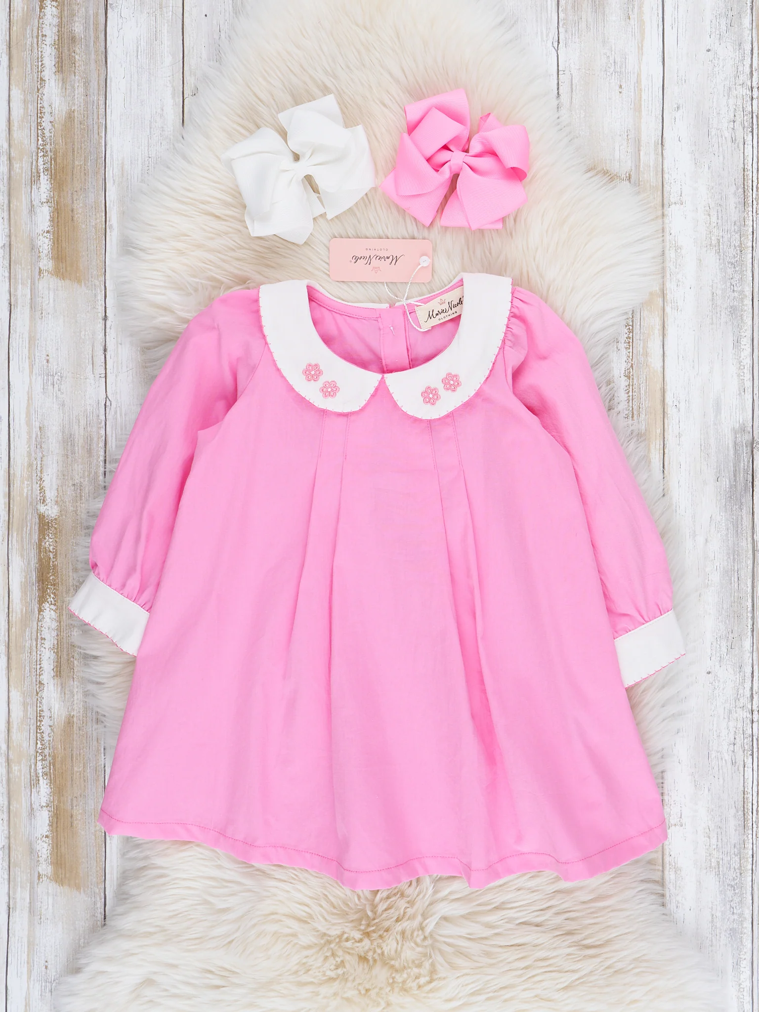 Fushcia Embroidered Blooms Dress