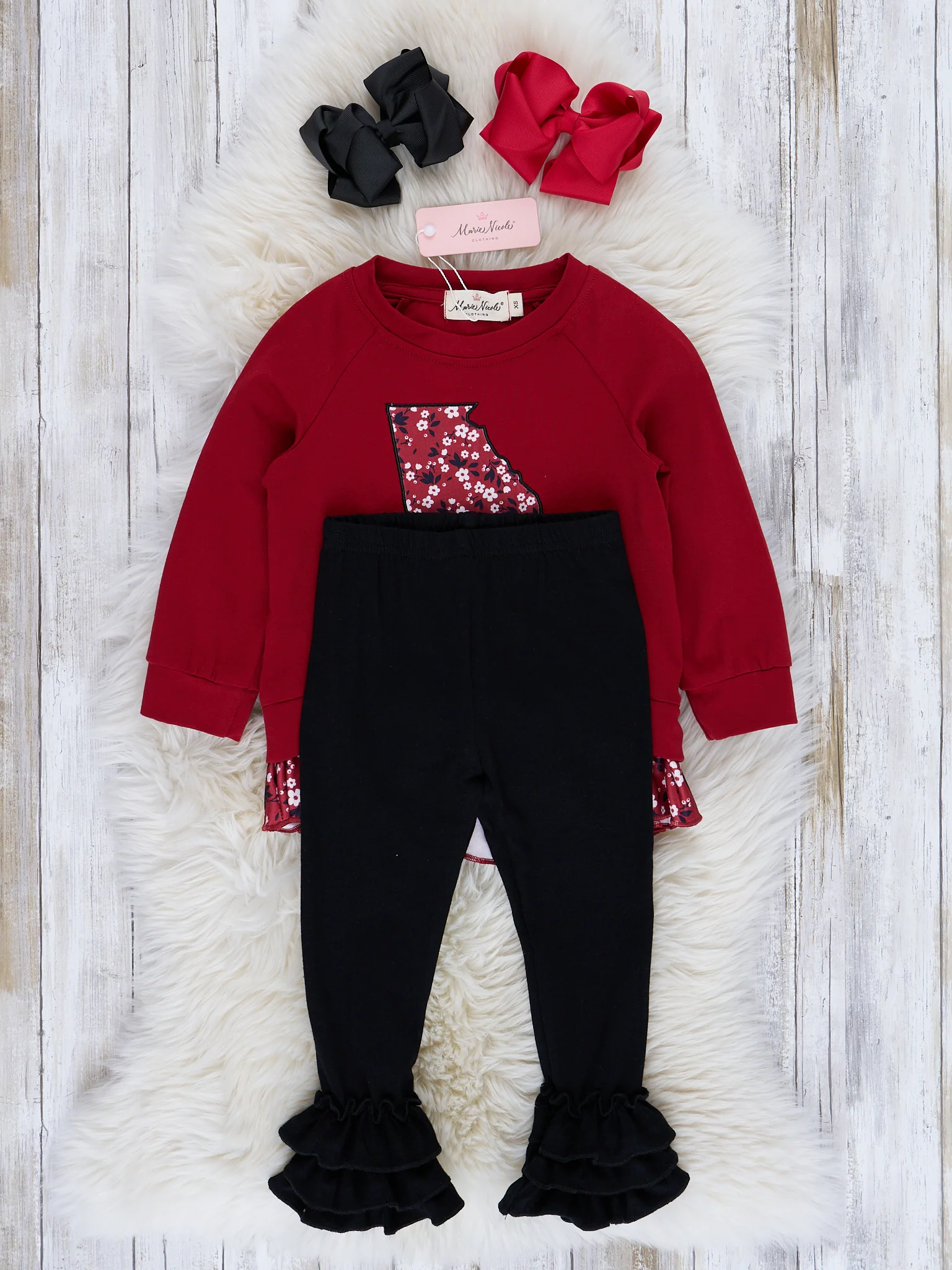 GA Red Floral Cupcake Legging Outfit - Image 2