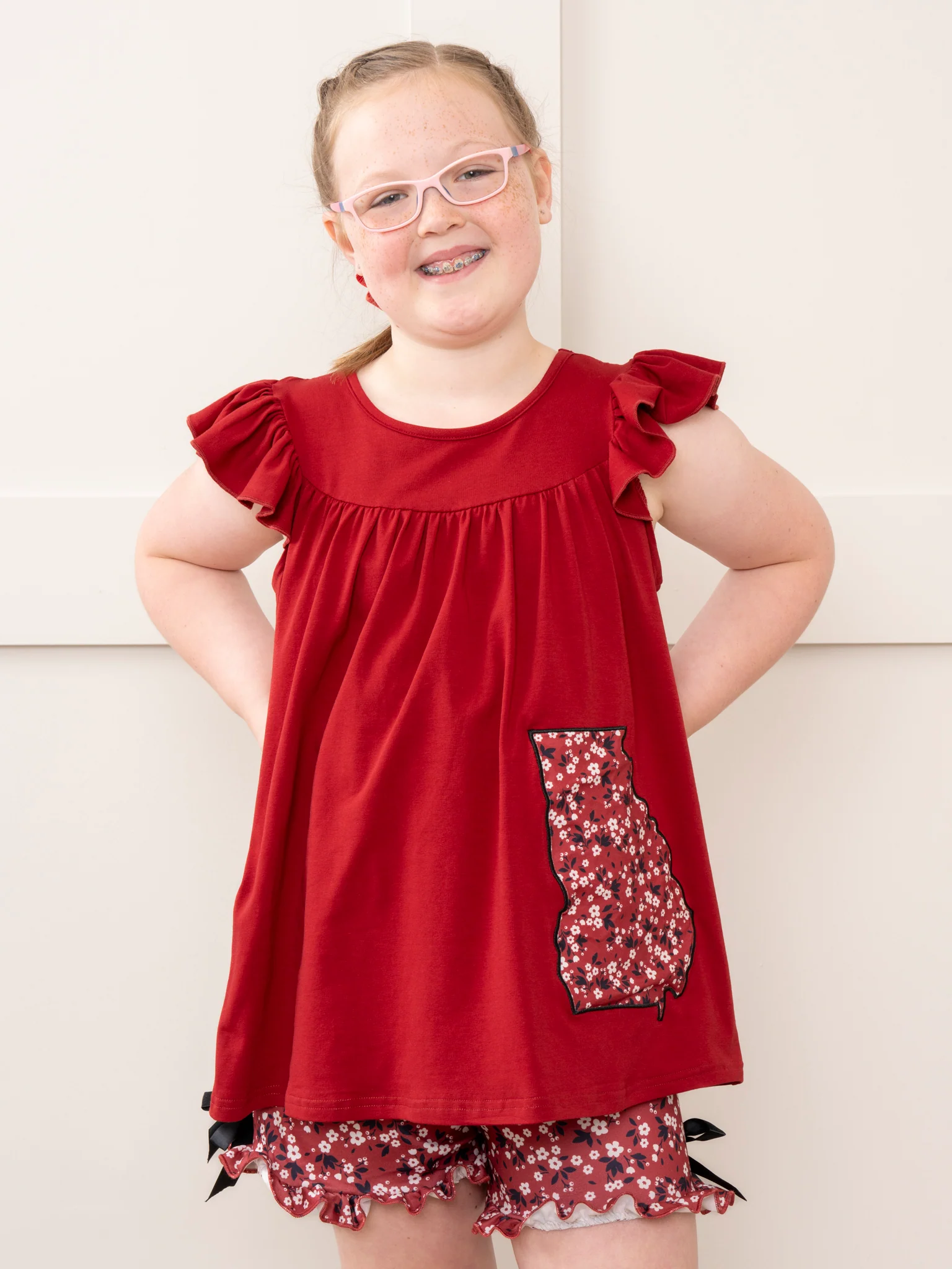 GA Red Floral Ruffle Outfit - Image 4