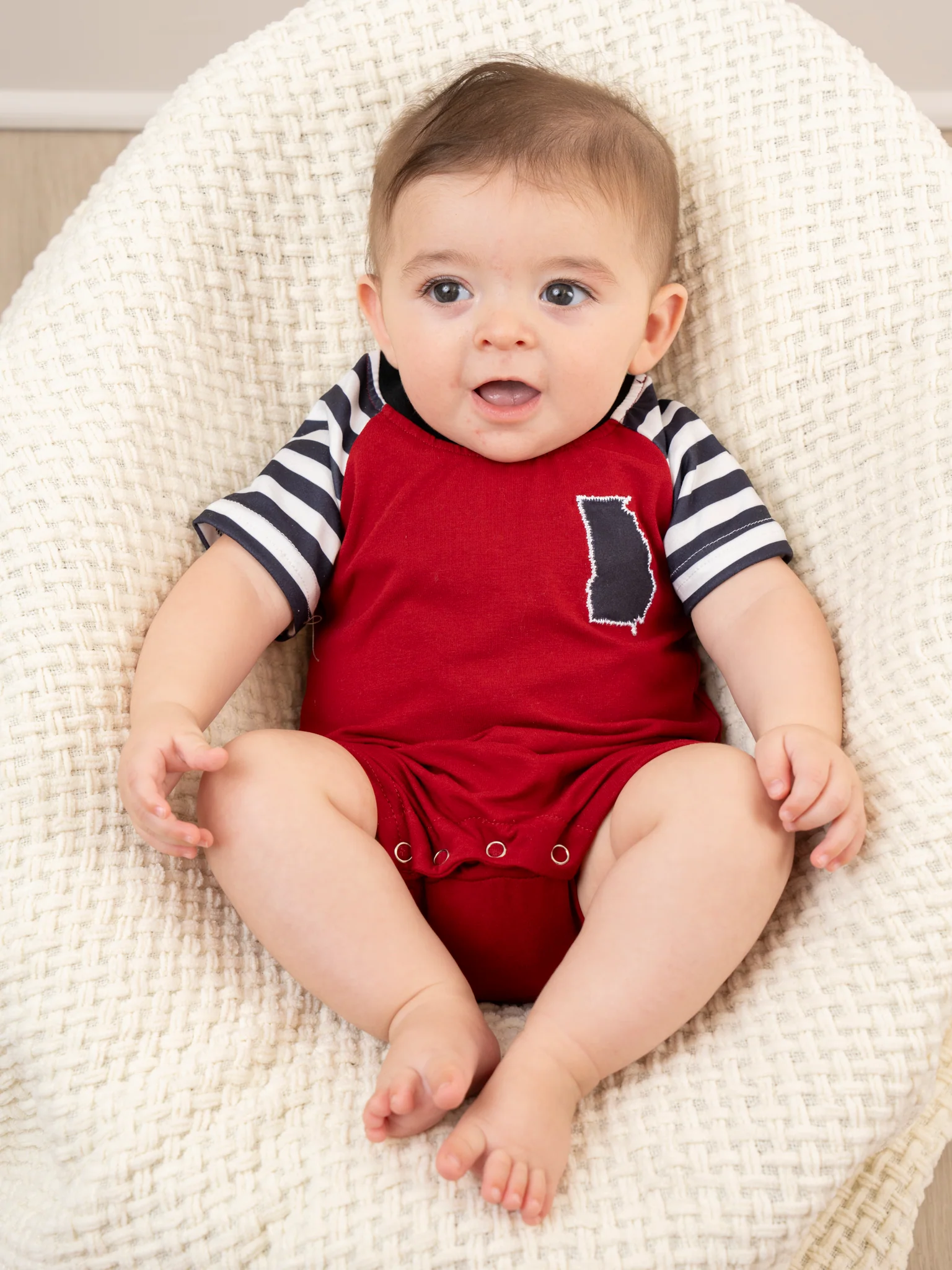 GA Red Striped Romper