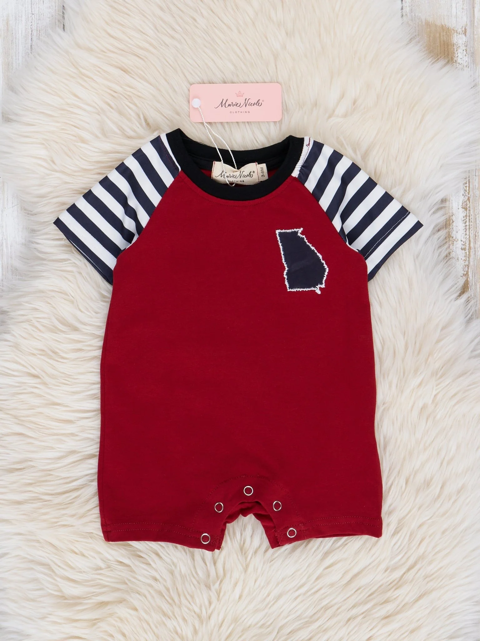 GA Red Striped Romper - Image 2