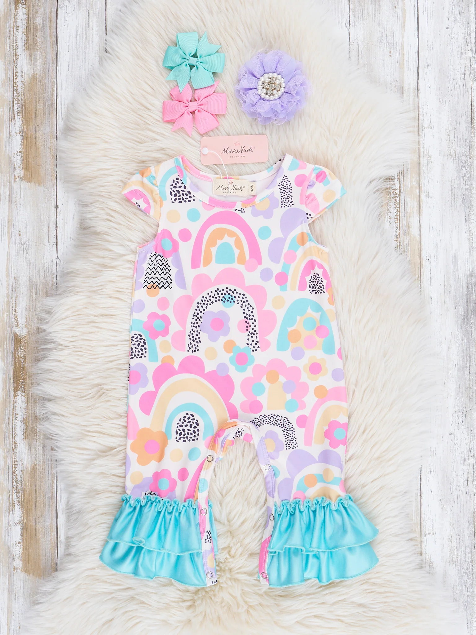 Garden of Rainbows Ruffle Romper