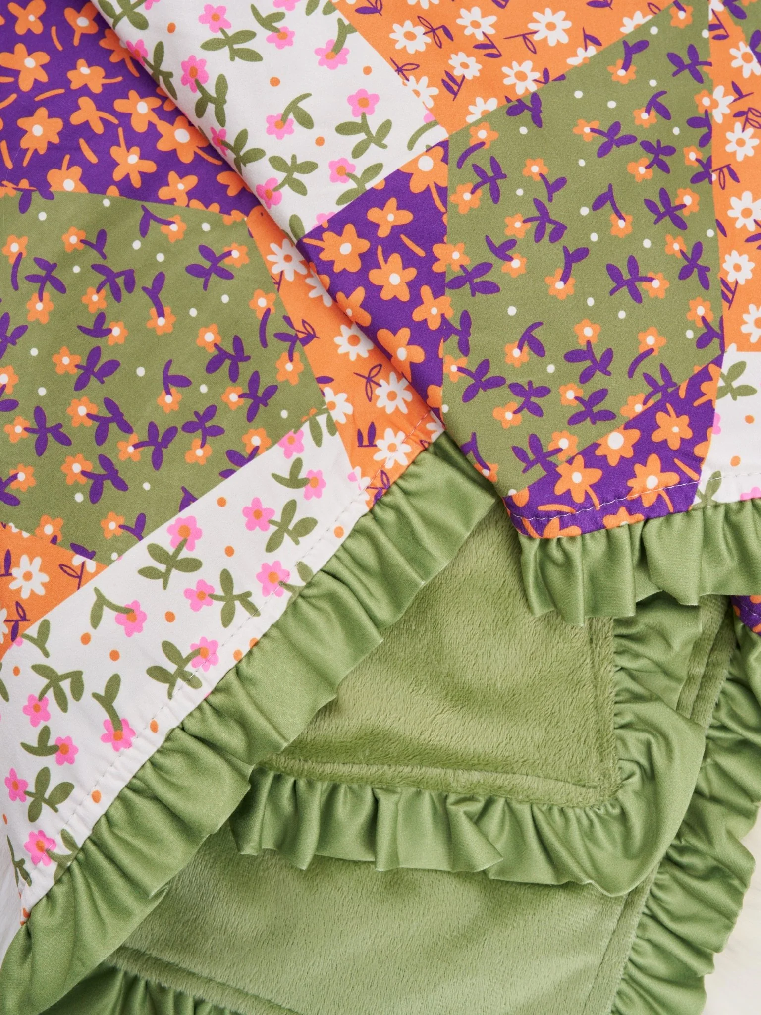 Geometric Floral Ruffle Blanket - Image 2