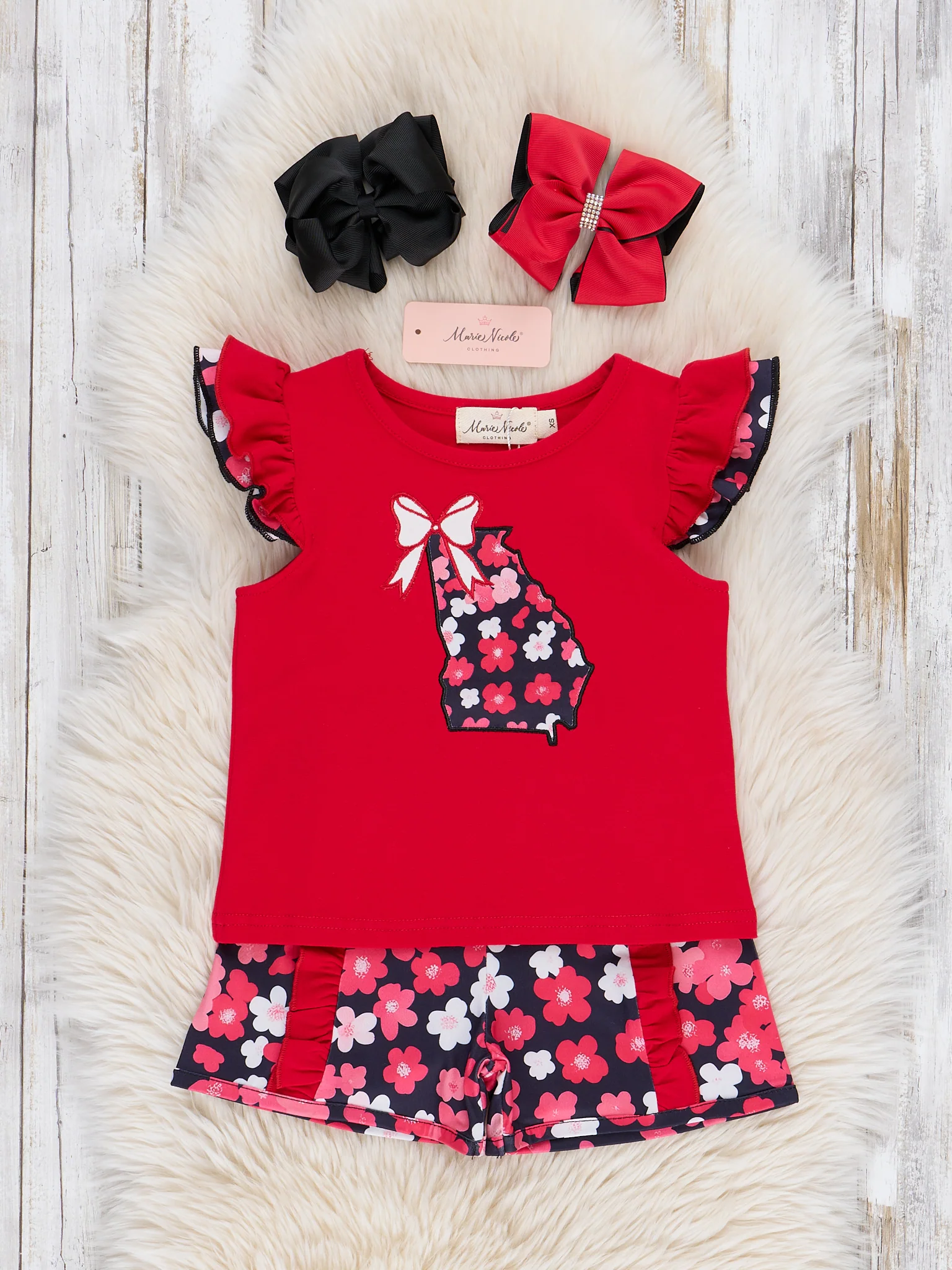 Georgia Embroidered Floral Ruffle Outfit