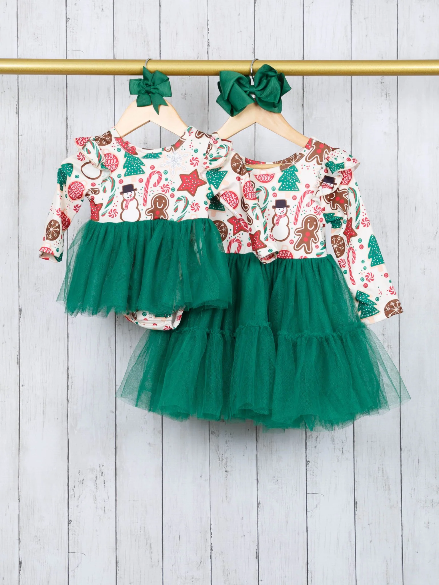Gingerbread & Candy Cane Tulle Ruffle Dress - Image 2