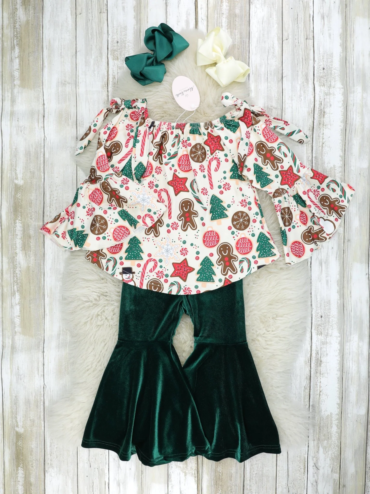 Gingerbread & Candy Cane Velvet Outfit
