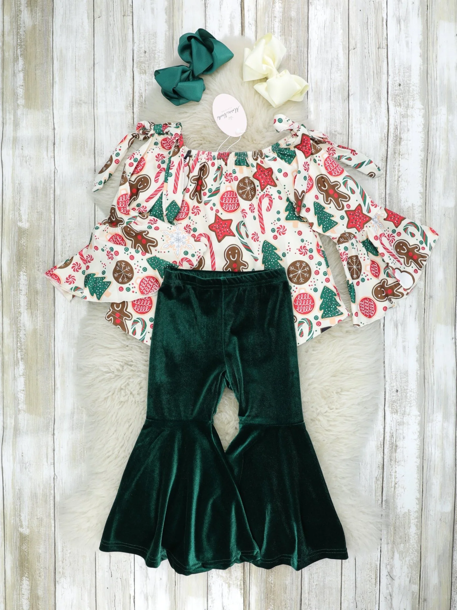 Gingerbread & Candy Cane Velvet Outfit - Image 2