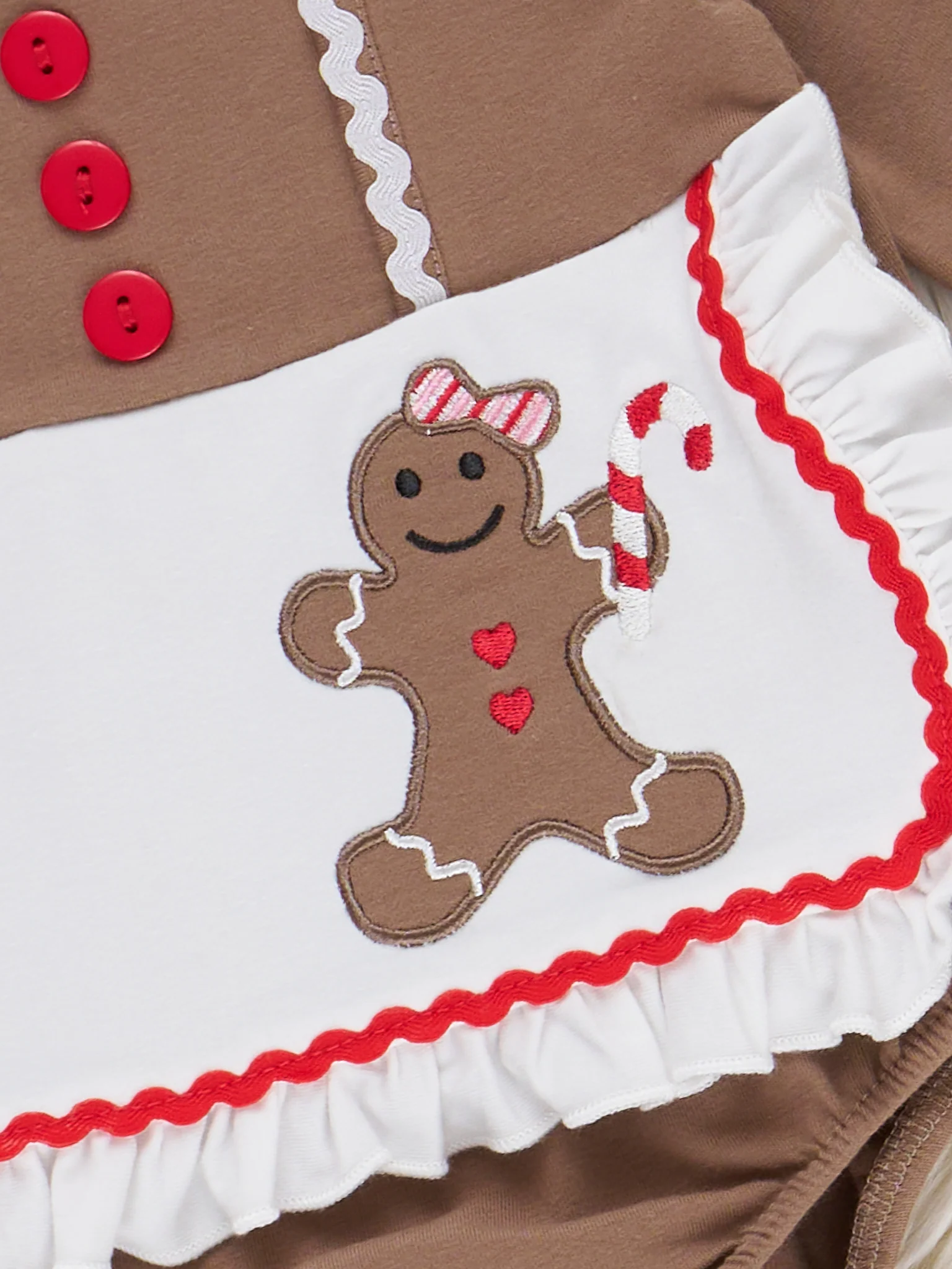 Gingerbread Baker Embroidered Bubble Romper - Image 2