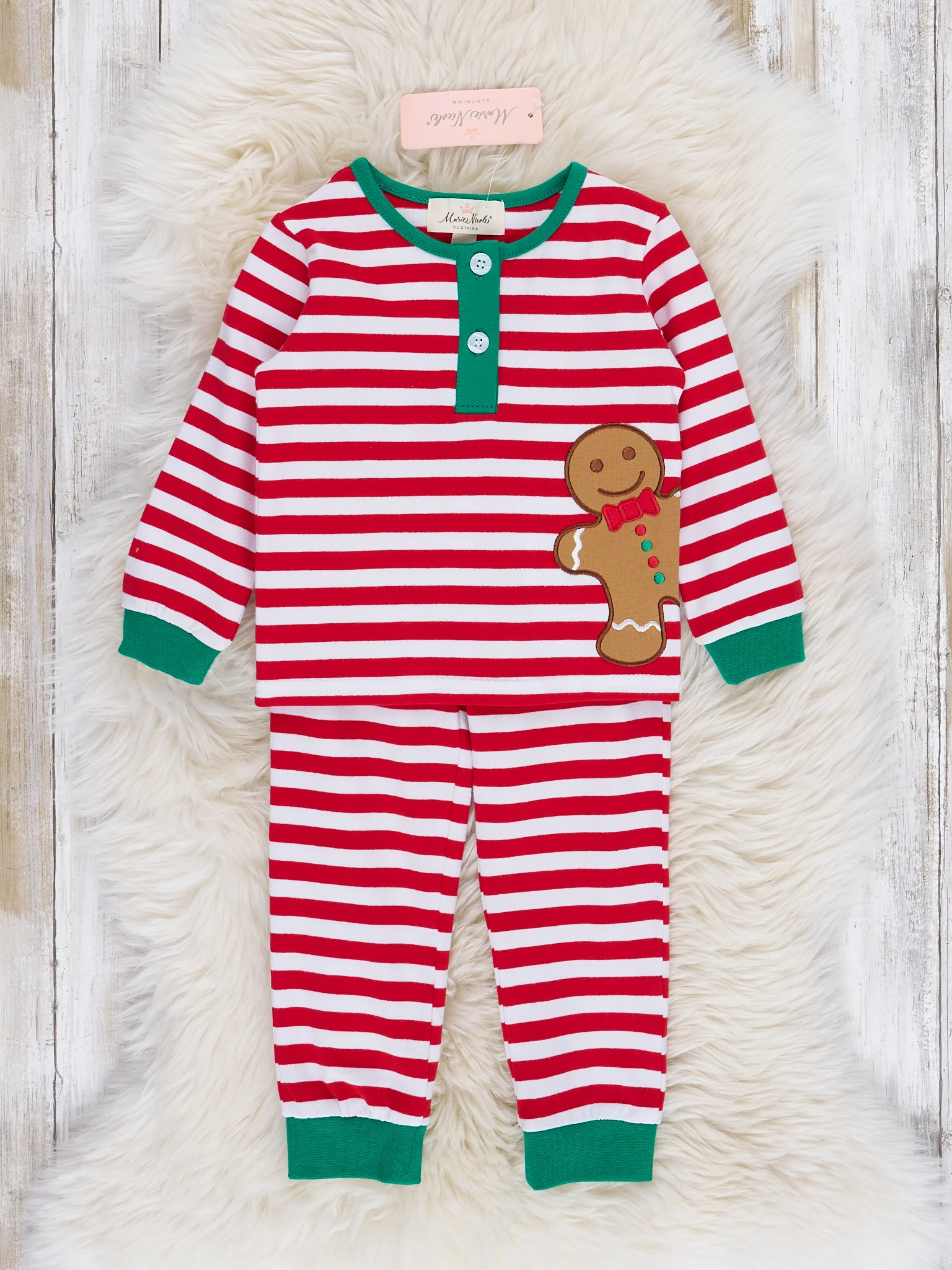 Gingerbread Dreams Striped Christmas Pajamas - Boys & Girls - Image 3