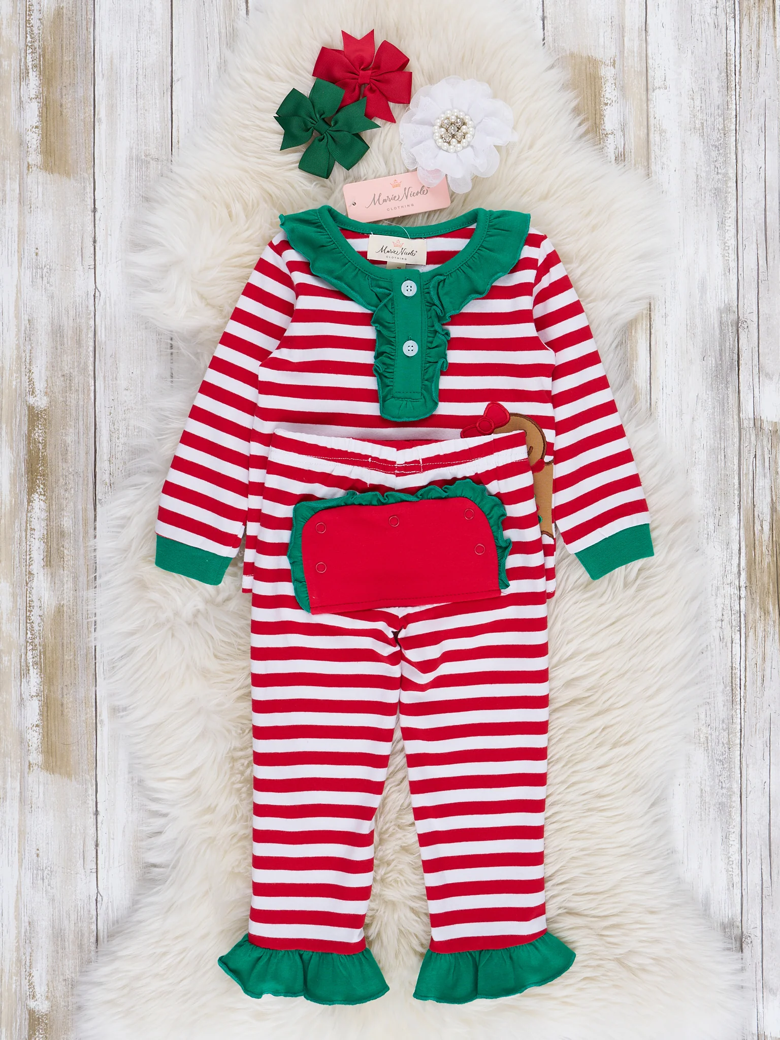 Gingerbread Dreams Striped Christmas Pajamas - Boys & Girls - Image 4