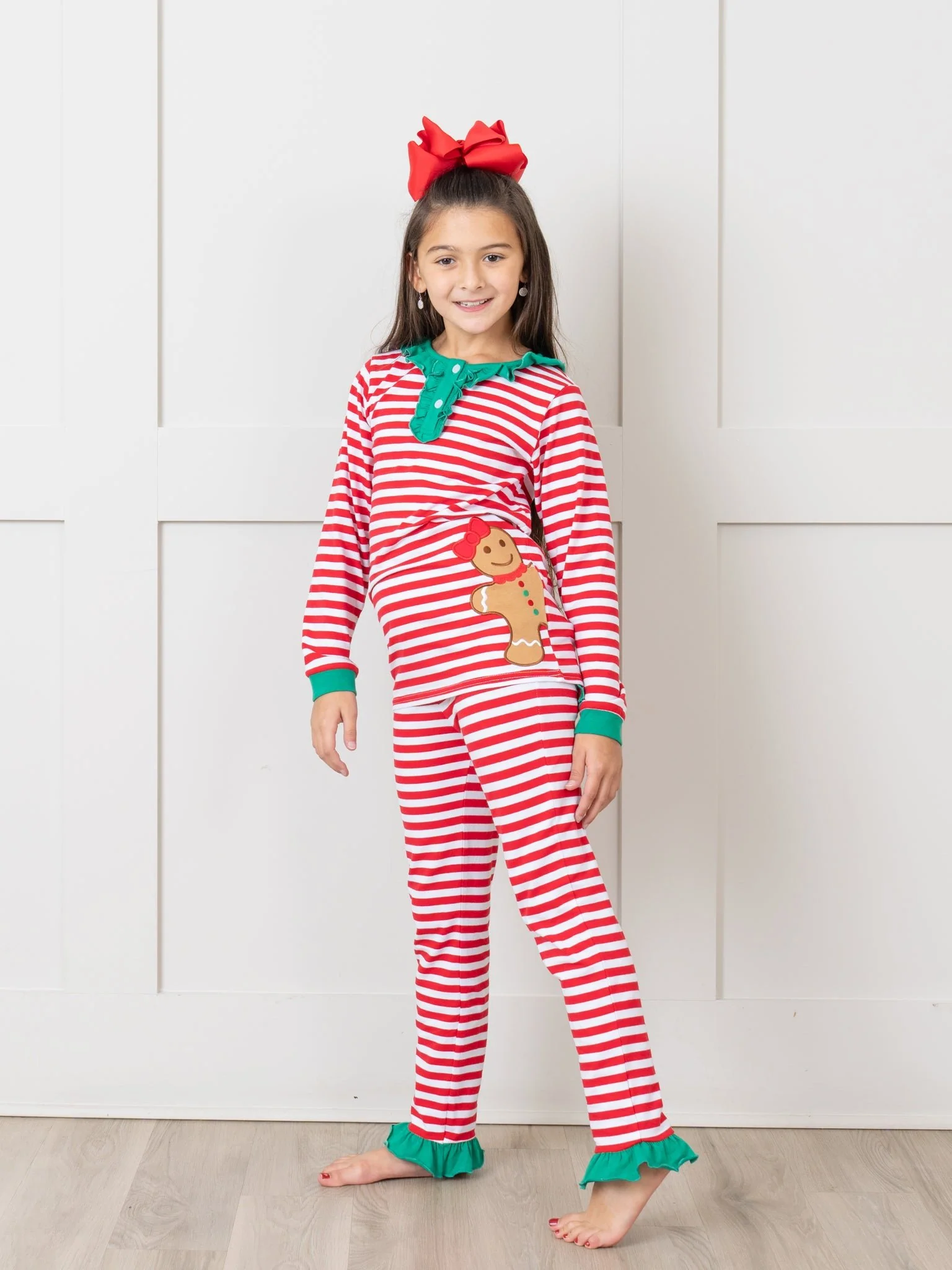 Gingerbread Dreams Striped Christmas Pajamas - Boys & Girls - Image 6