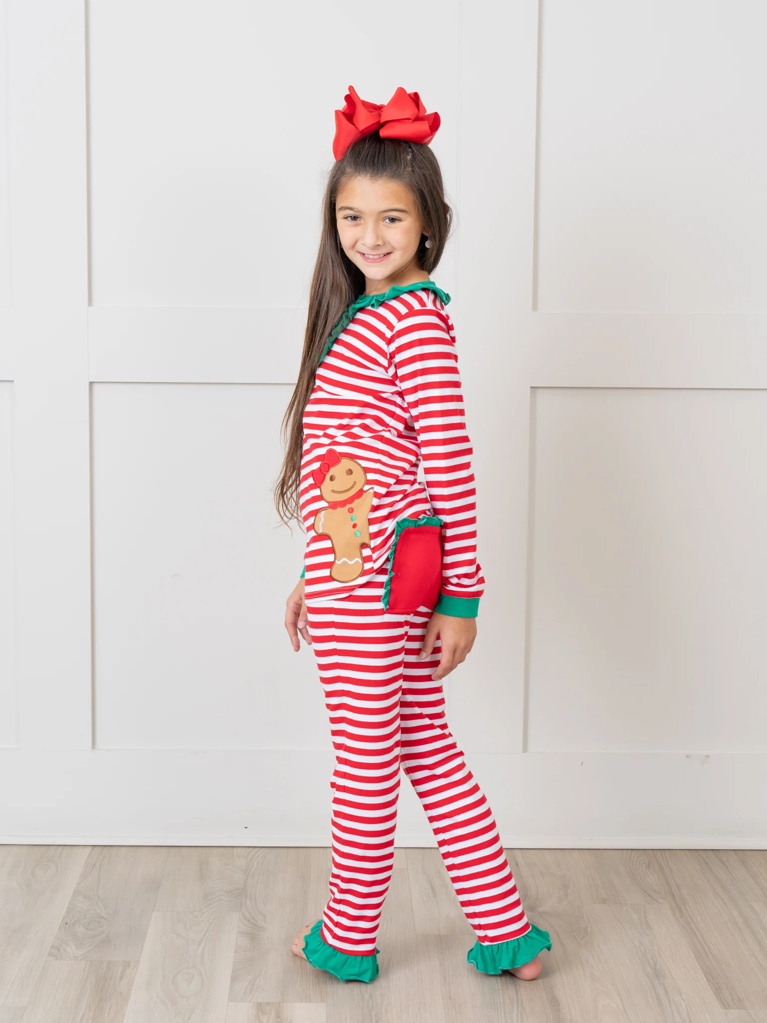 Gingerbread Dreams Striped Christmas Pajamas - Boys & Girls - Image 7