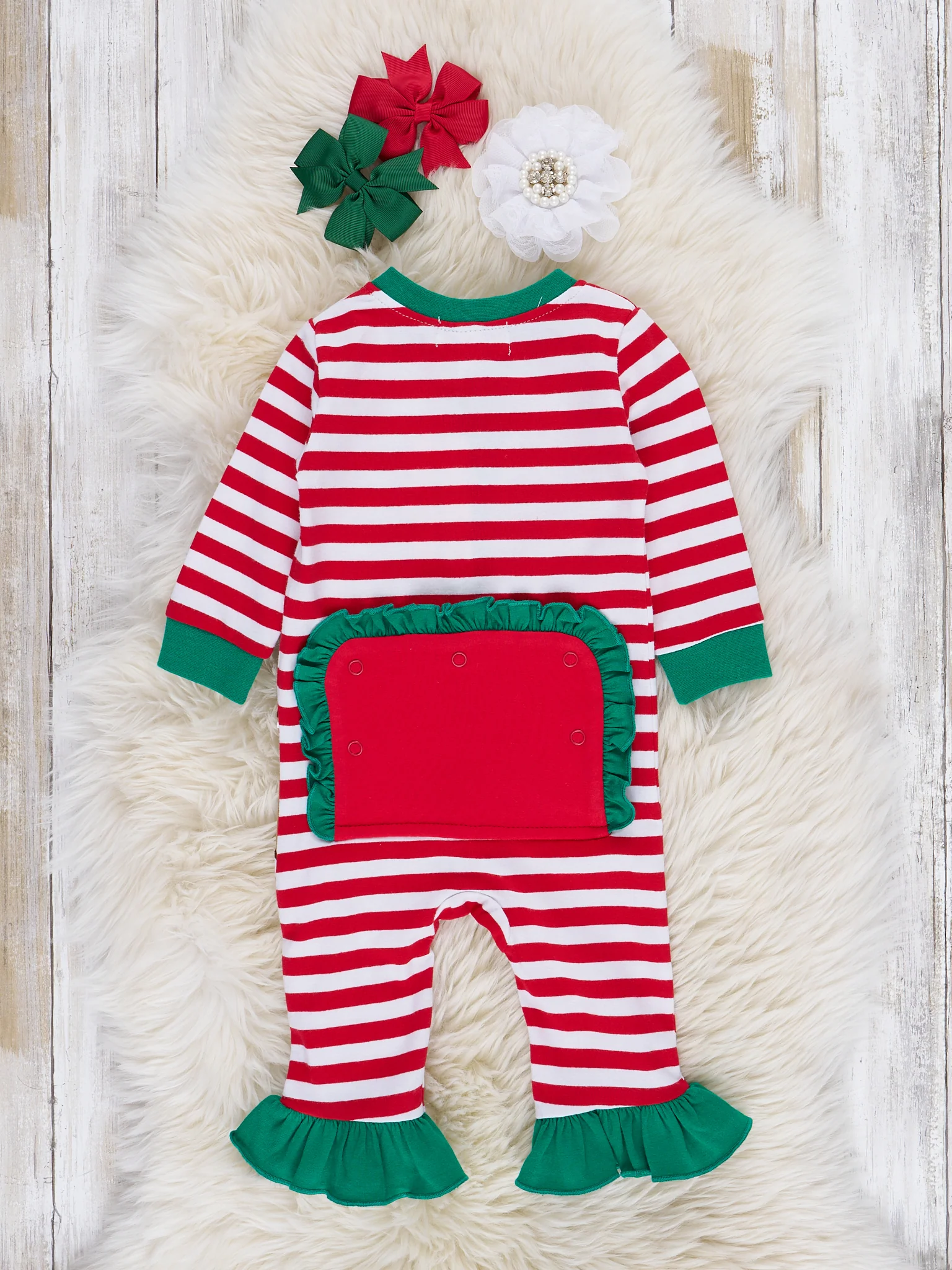 Gingerbread Dreams Striped Christmas Sleeper Pajamas - Boys & Girls - Image 4