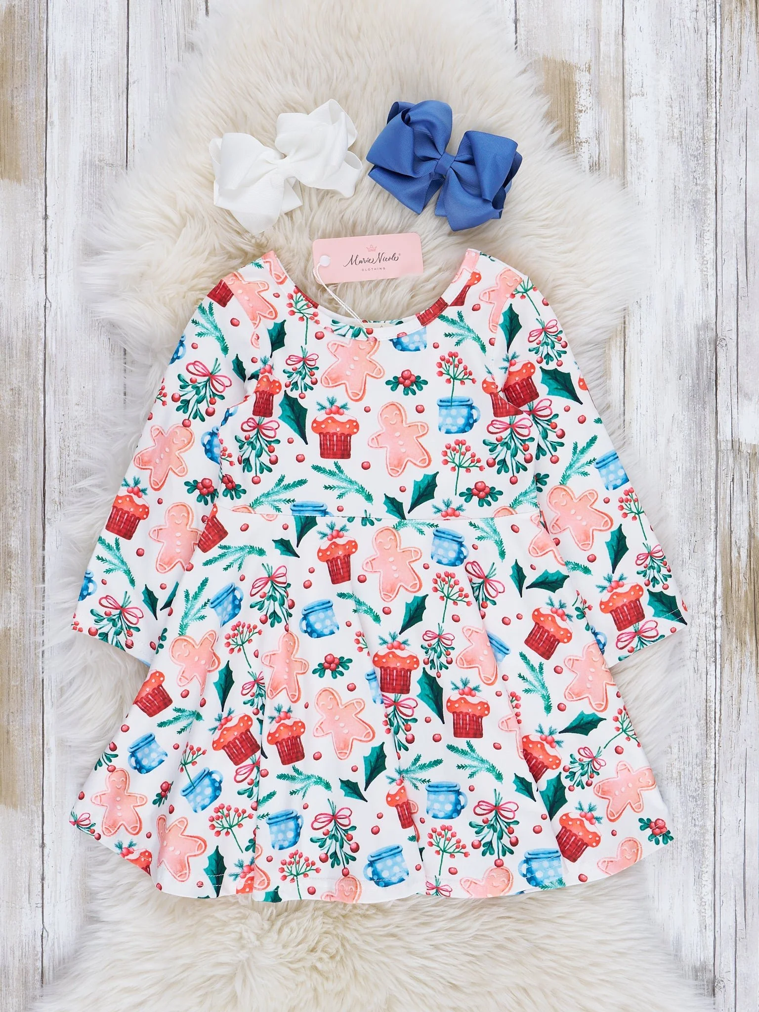 Gingerbread Garden Swing Dress w/ Faux Fur Vest - Image 3
