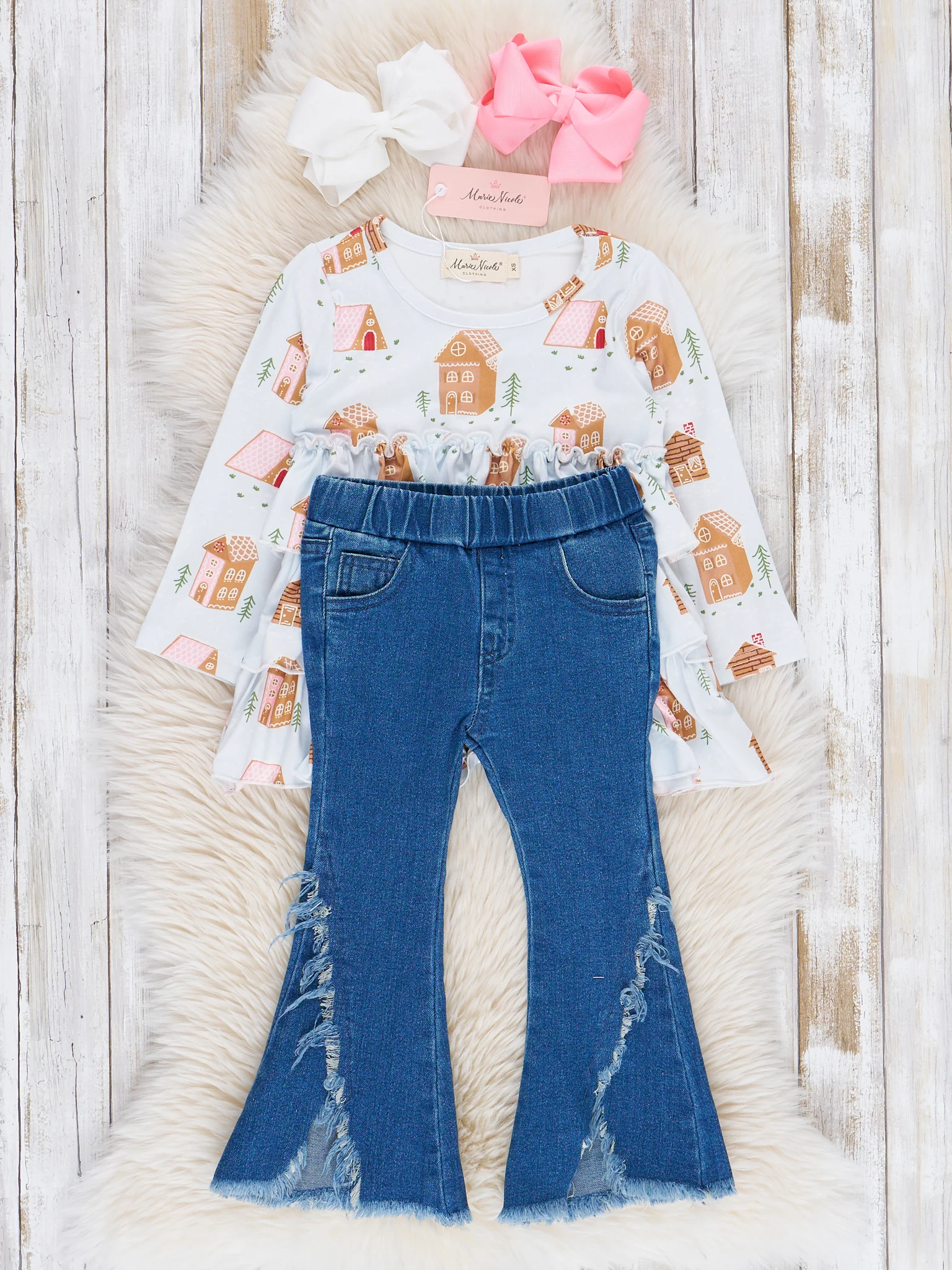 Gingerbread House Denim Bell Bottoms Outfit - Image 2