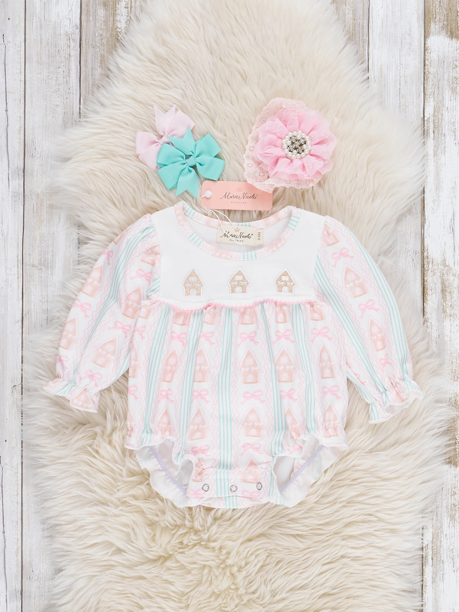 Gingerbread House Ruffle Bubble Romper