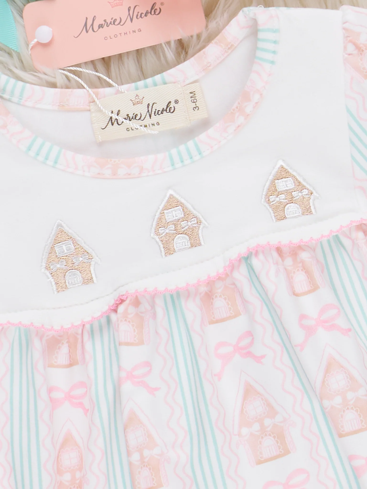 Gingerbread House Ruffle Bubble Romper - Image 2