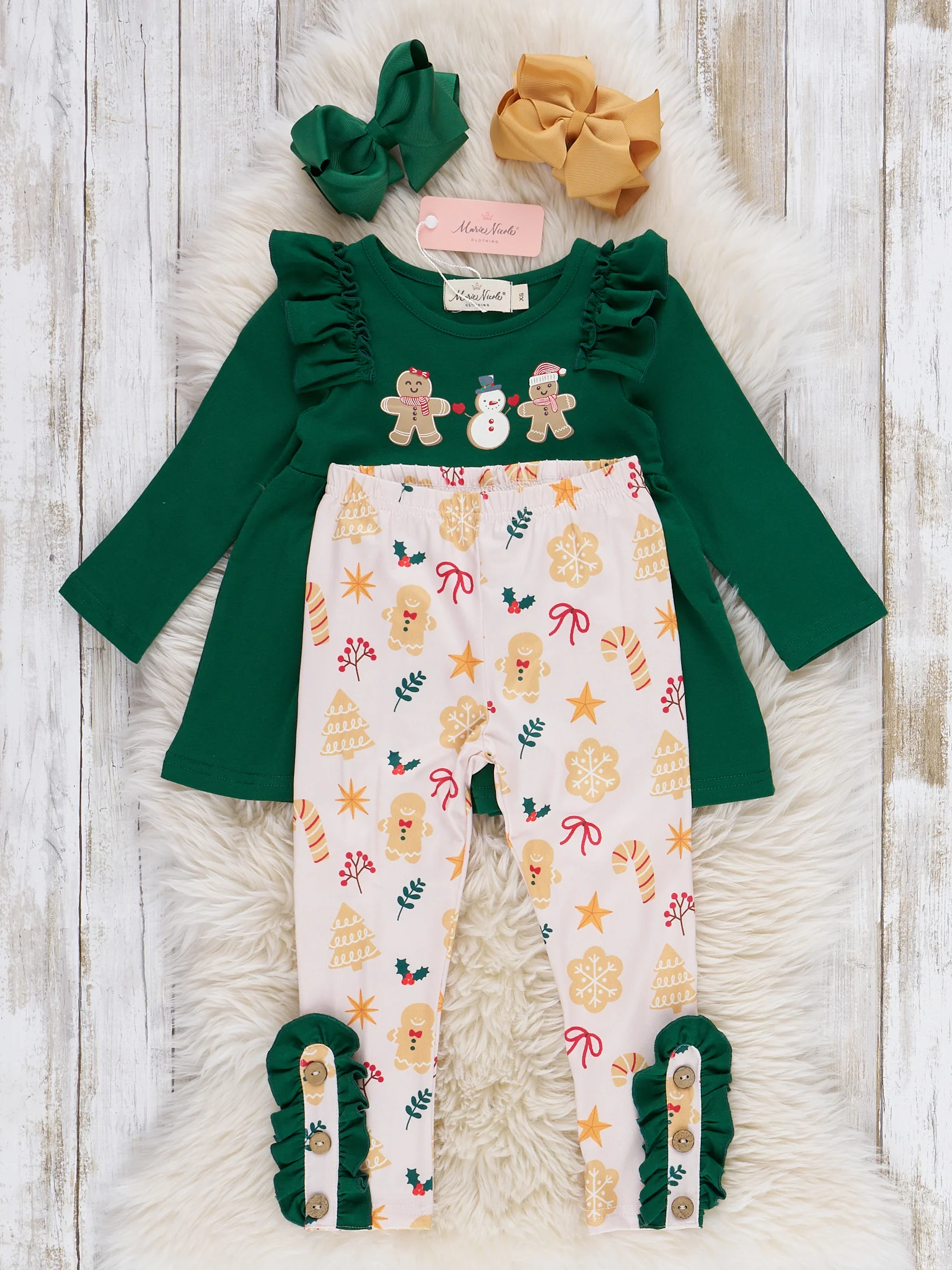 Gingerbread Snowmen Building Ruffle Outfit - Image 4