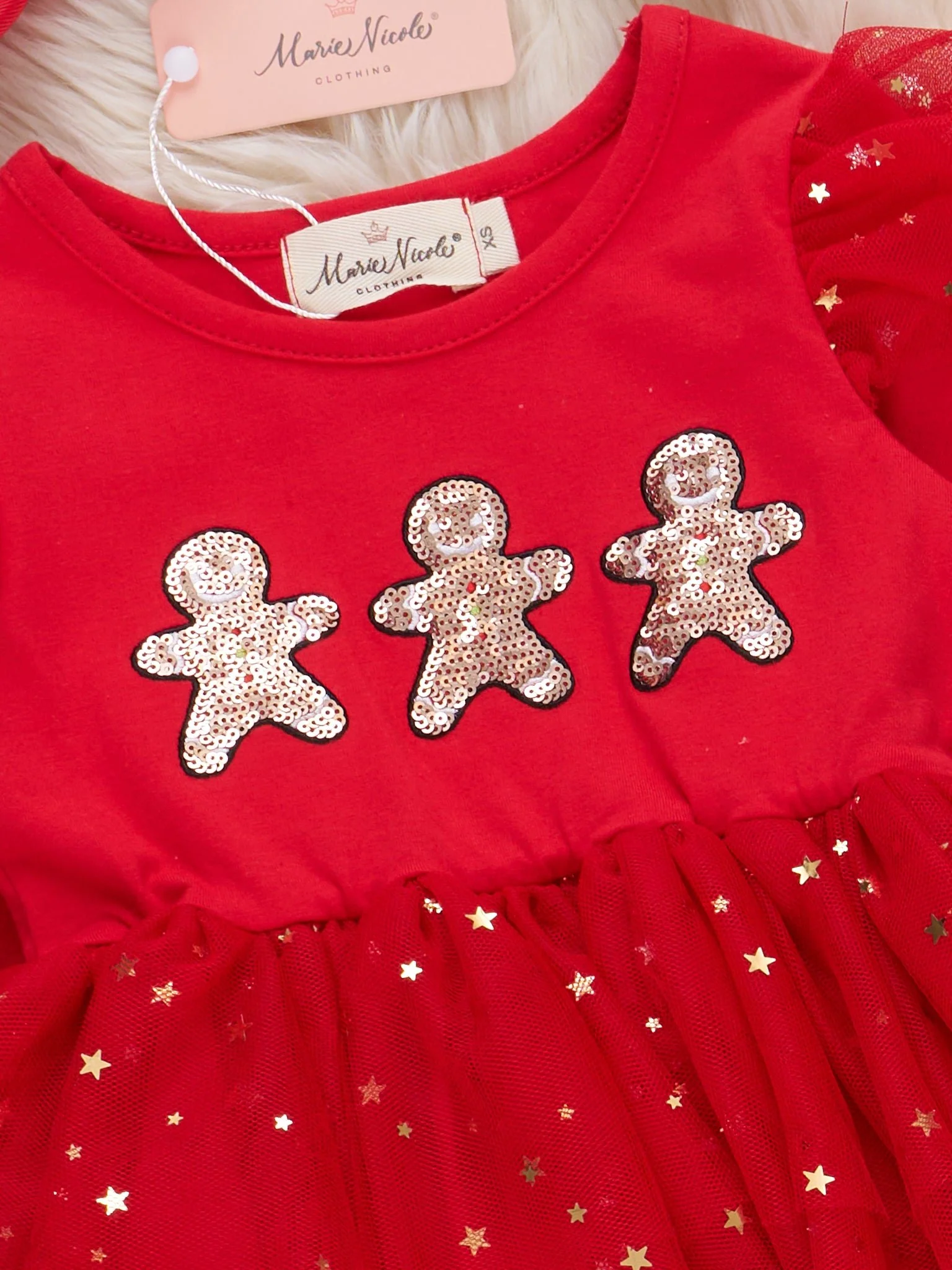 Gingerbread Sparkle Embroidered Tulle Dress - Image 3