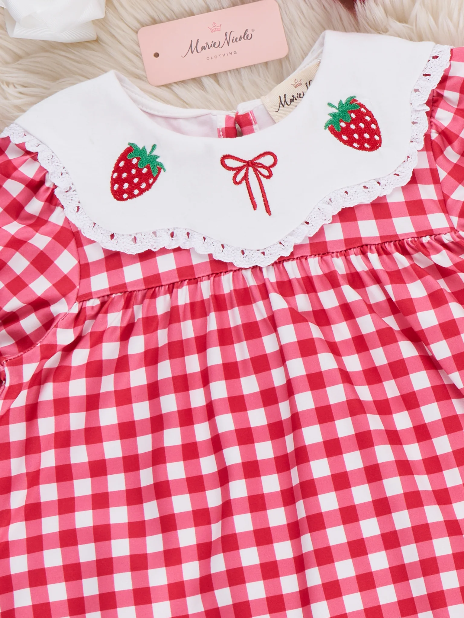 Gingham Berry Charm Embroidered Dress - Image 3