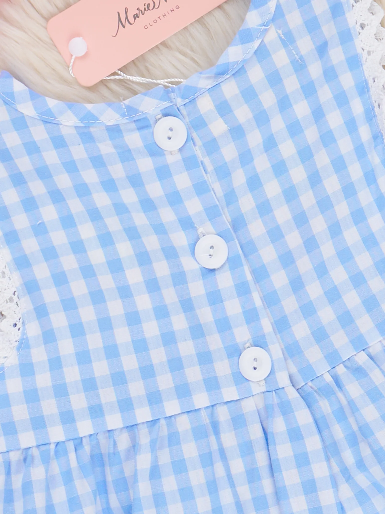 Gingham Embroidered Strawberries 100% Cotton Ruffle Outfit - Image 5