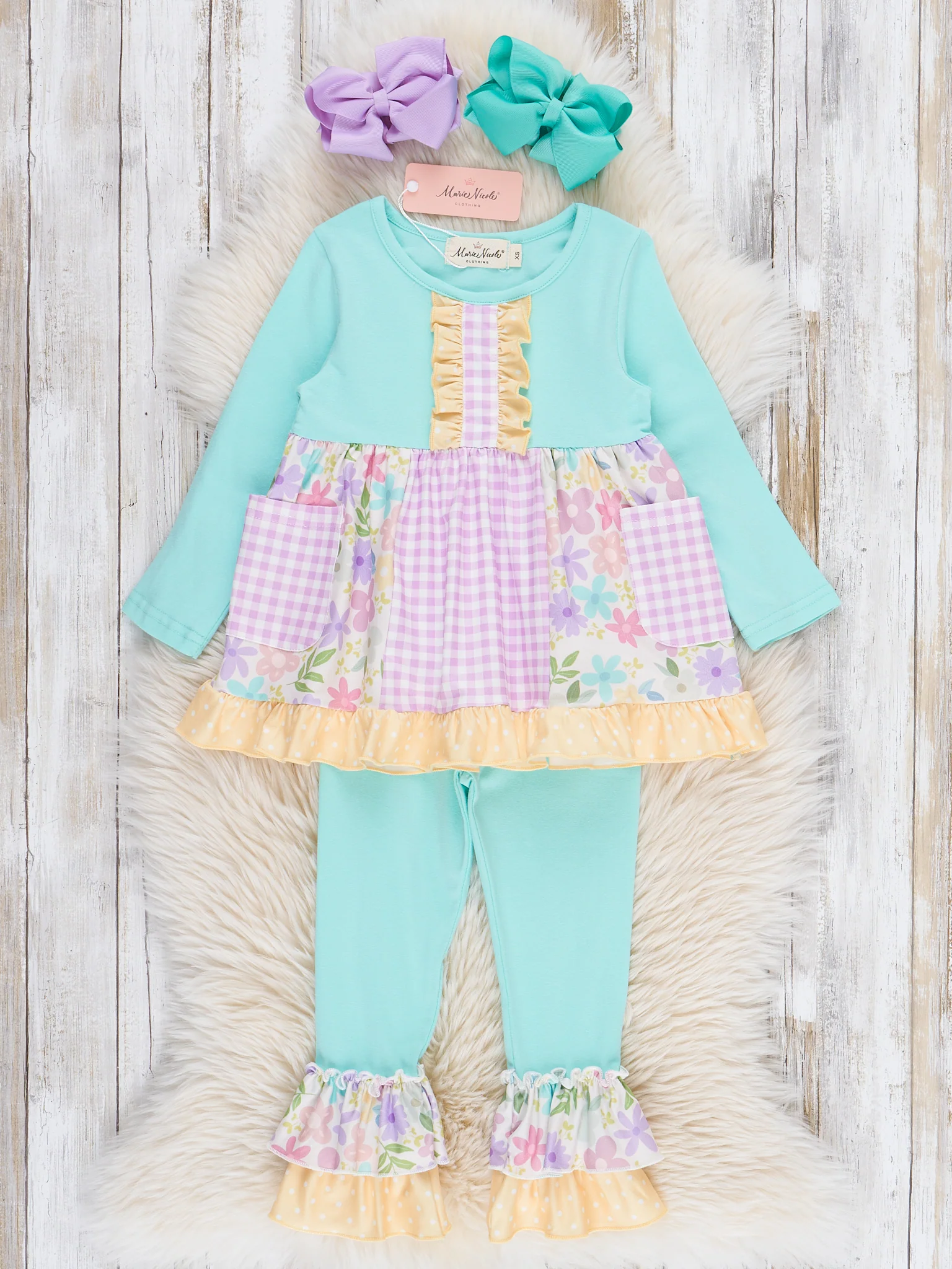 Gingham Floral Garden Ruffle Outfit - Image 2