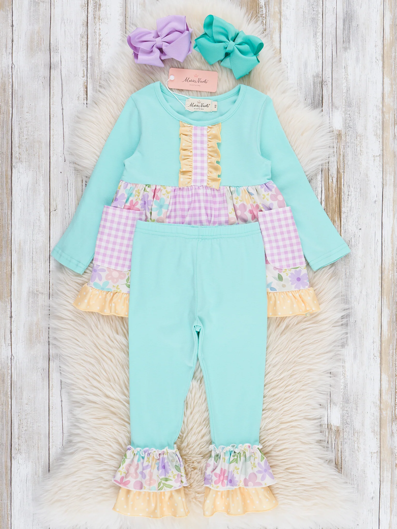 Gingham Floral Garden Ruffle Outfit - Image 3