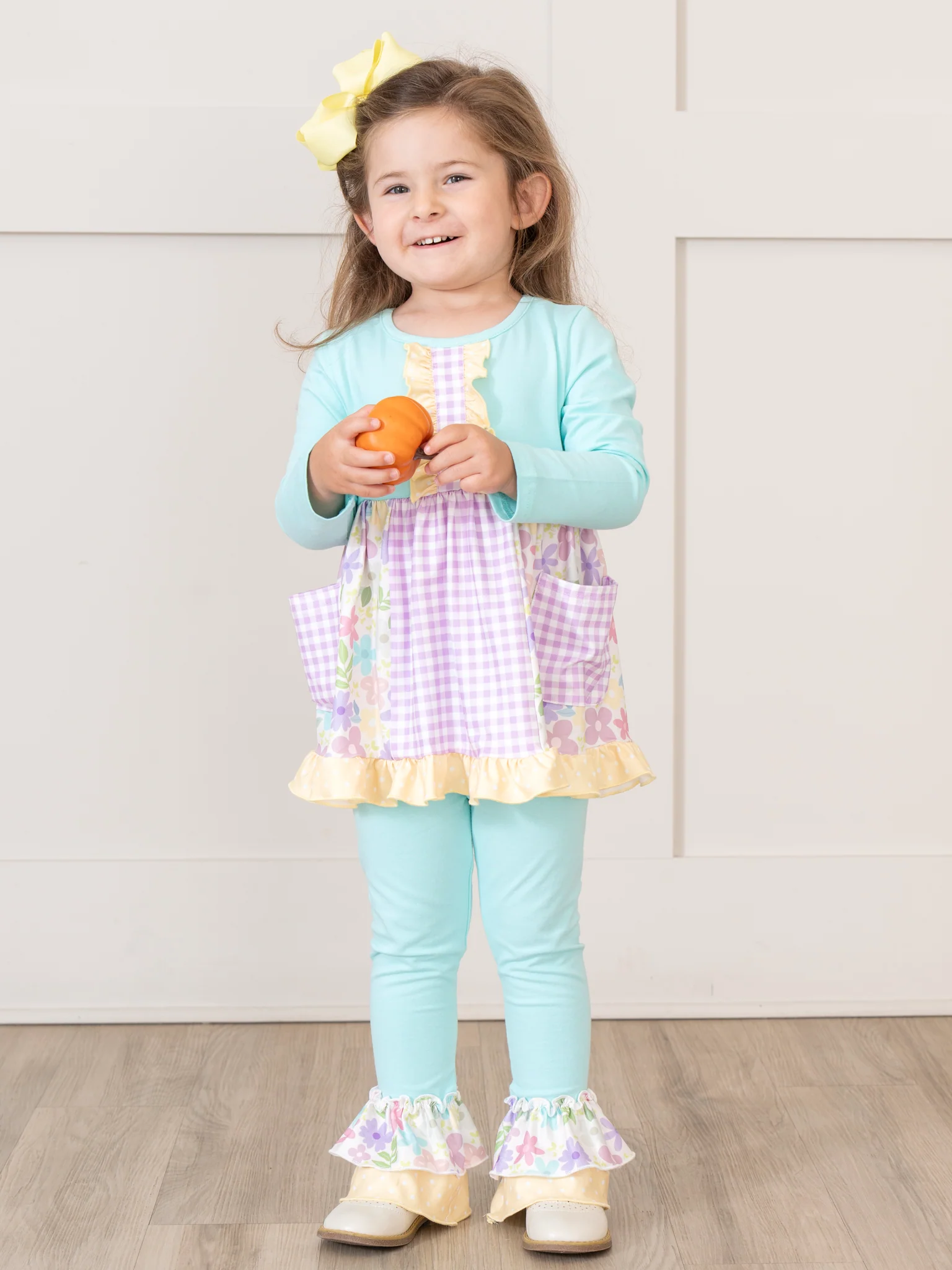 Gingham Floral Garden Ruffle Outfit - Image 5