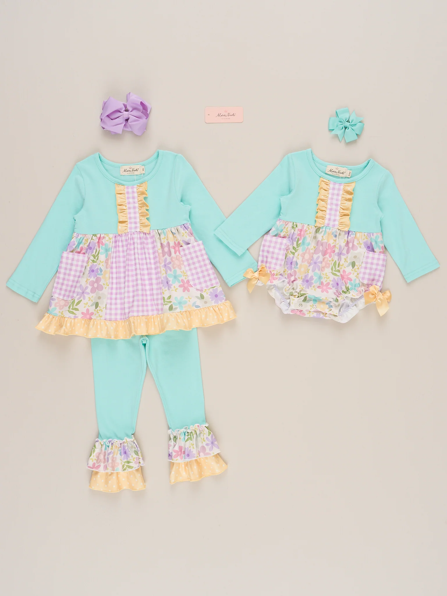 Gingham Floral Garden Ruffle Outfit - Image 6