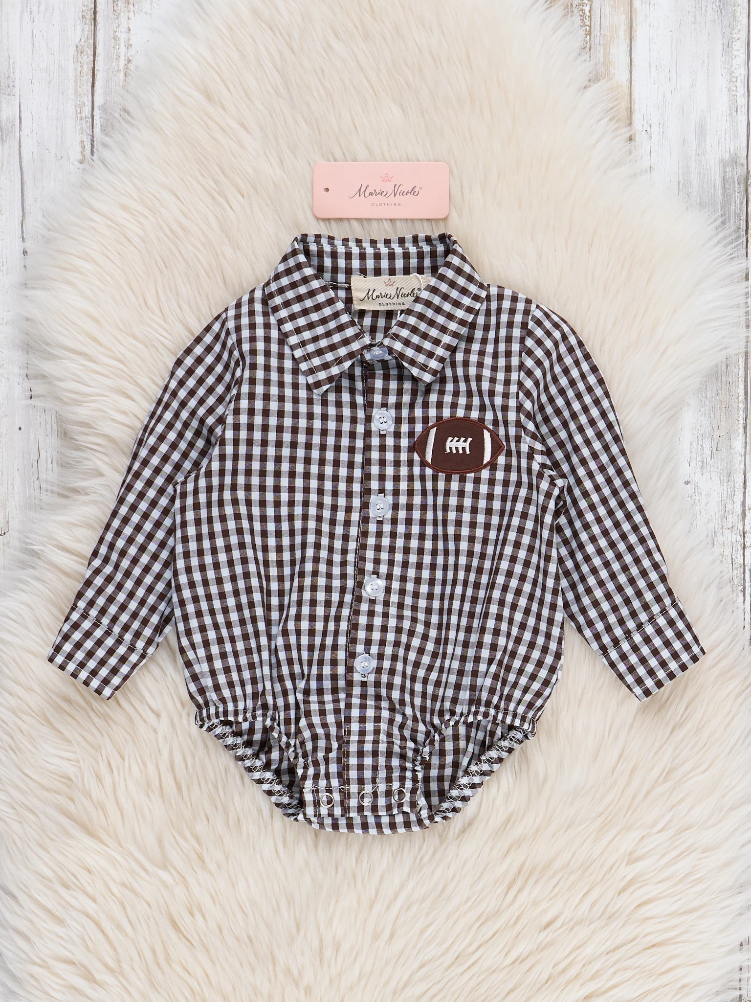 Gingham & Goals Embroidered Cotton Bubble Romper