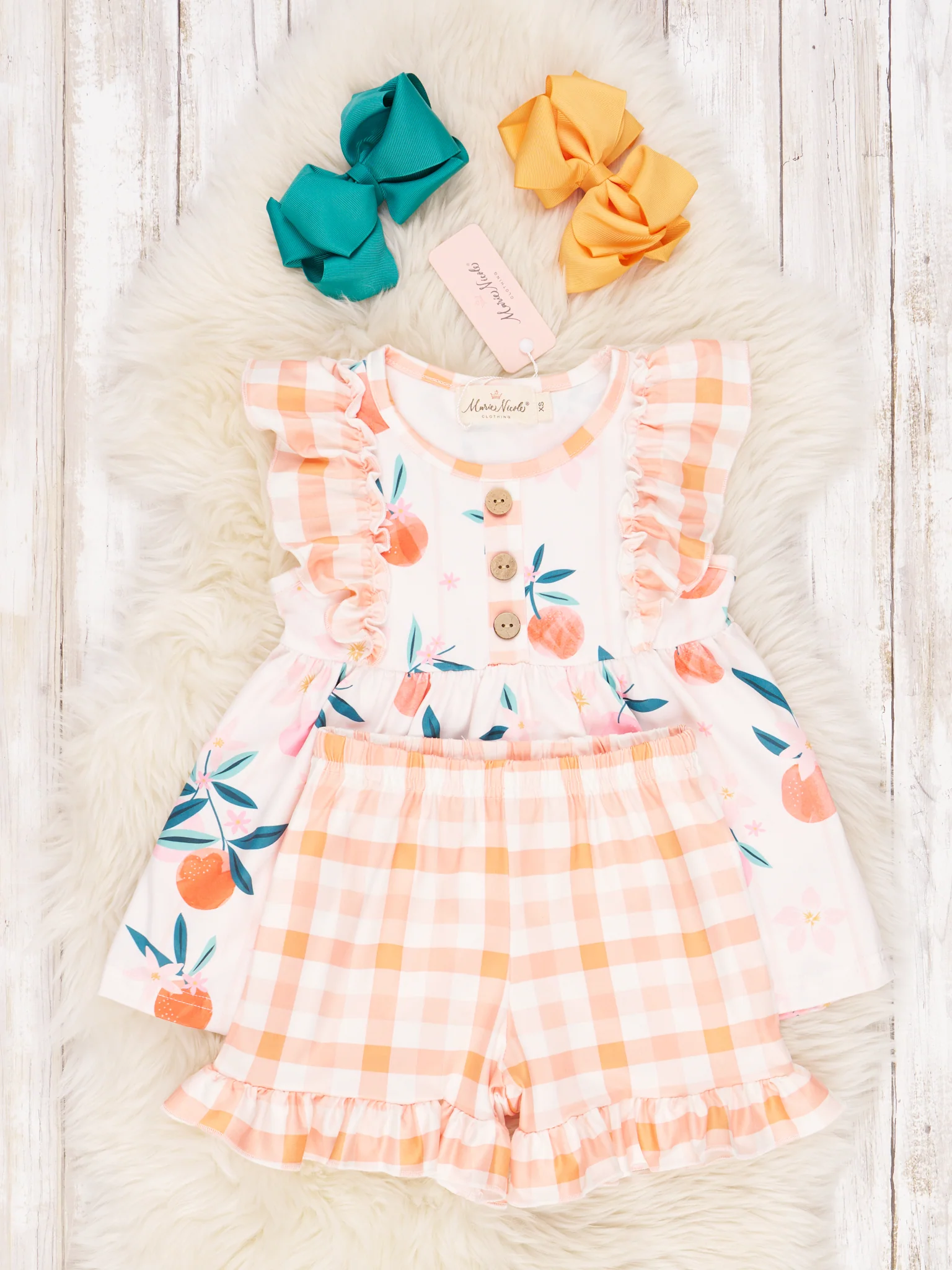 Gingham Oranges Ruffle Outfit - Image 2