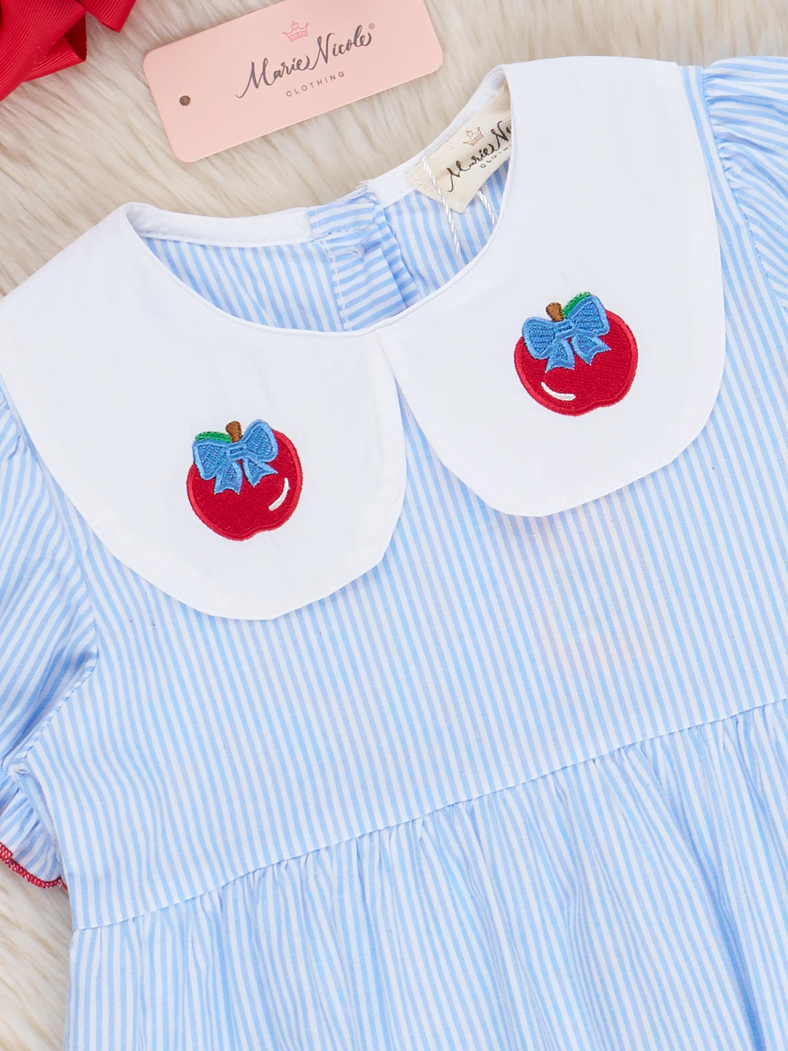 Gingham Ribbon Apple Dress - Image 4