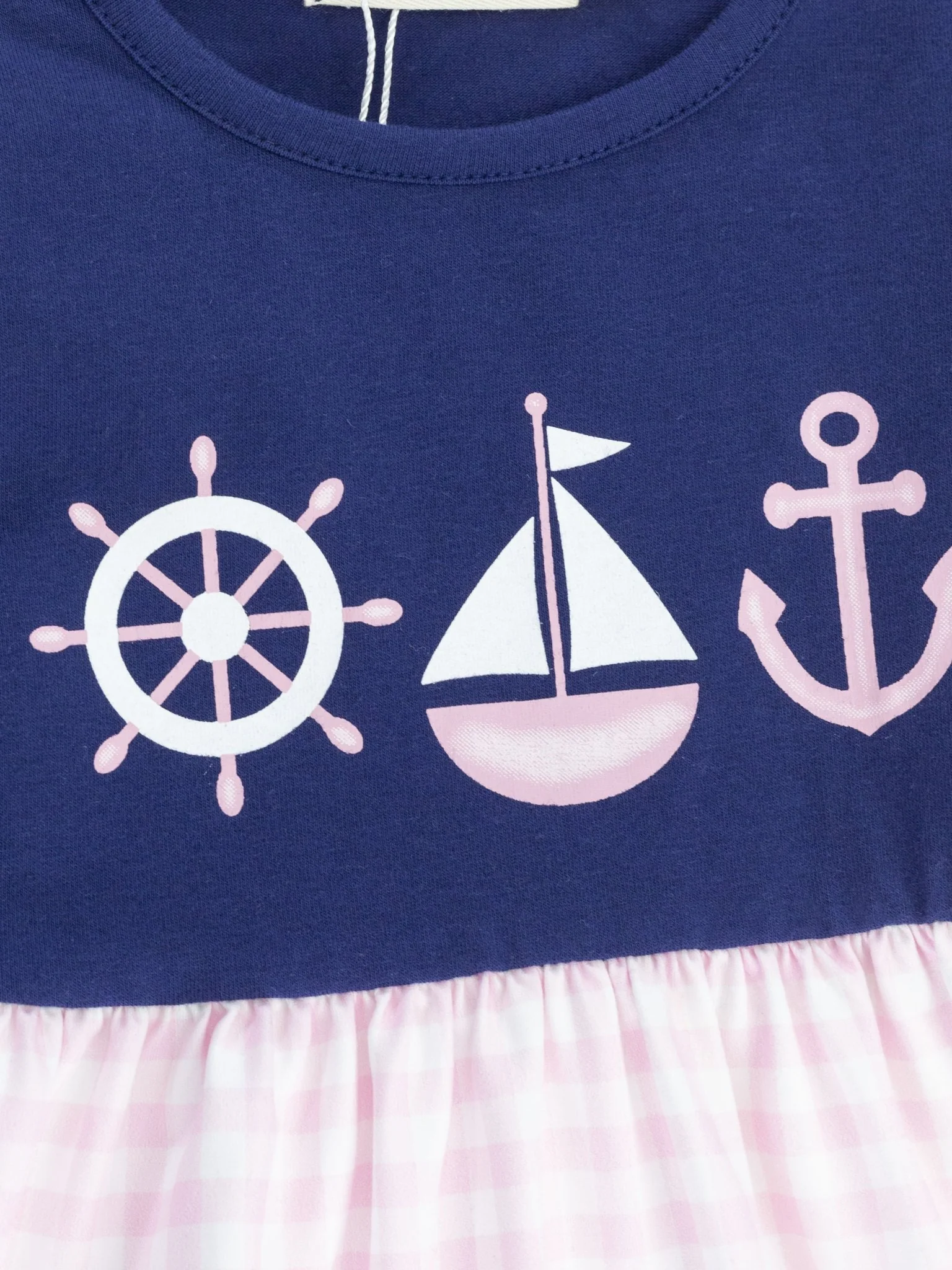 Gingham Sailboat Ruffle Bubble Romper - Image 3
