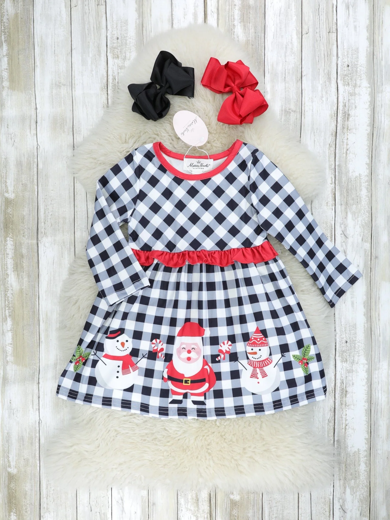 Gingham Santa Ruffle Dress
