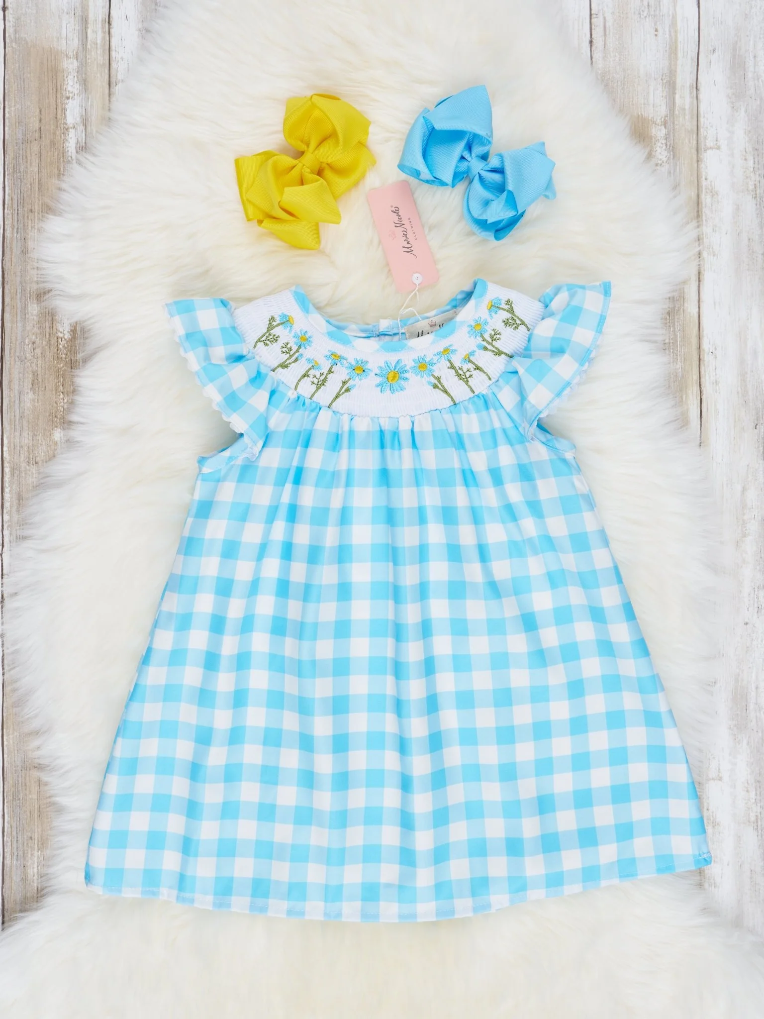Gingham Smocked Daisy Dress