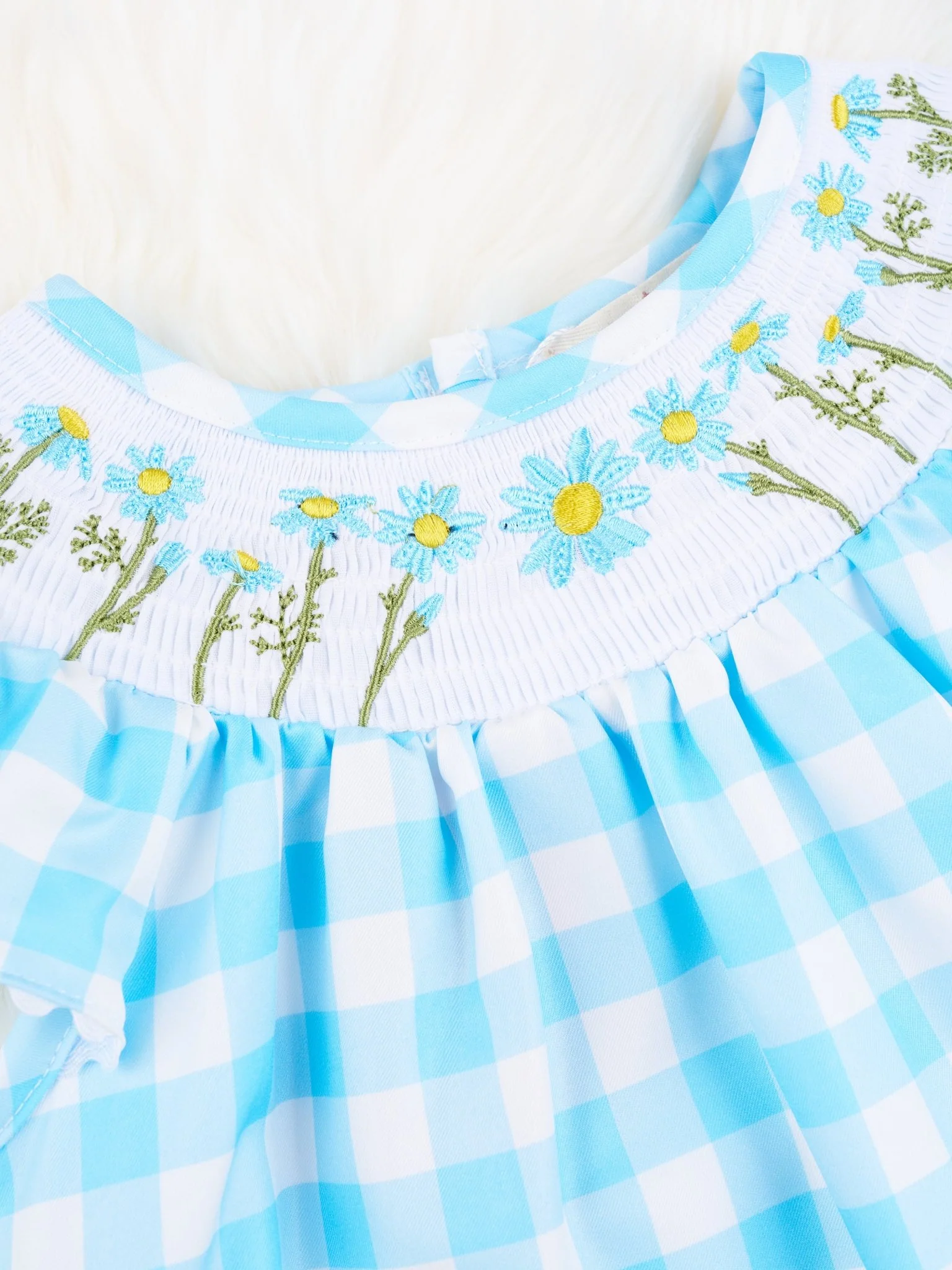 Gingham Smocked Daisy Dress - Image 3