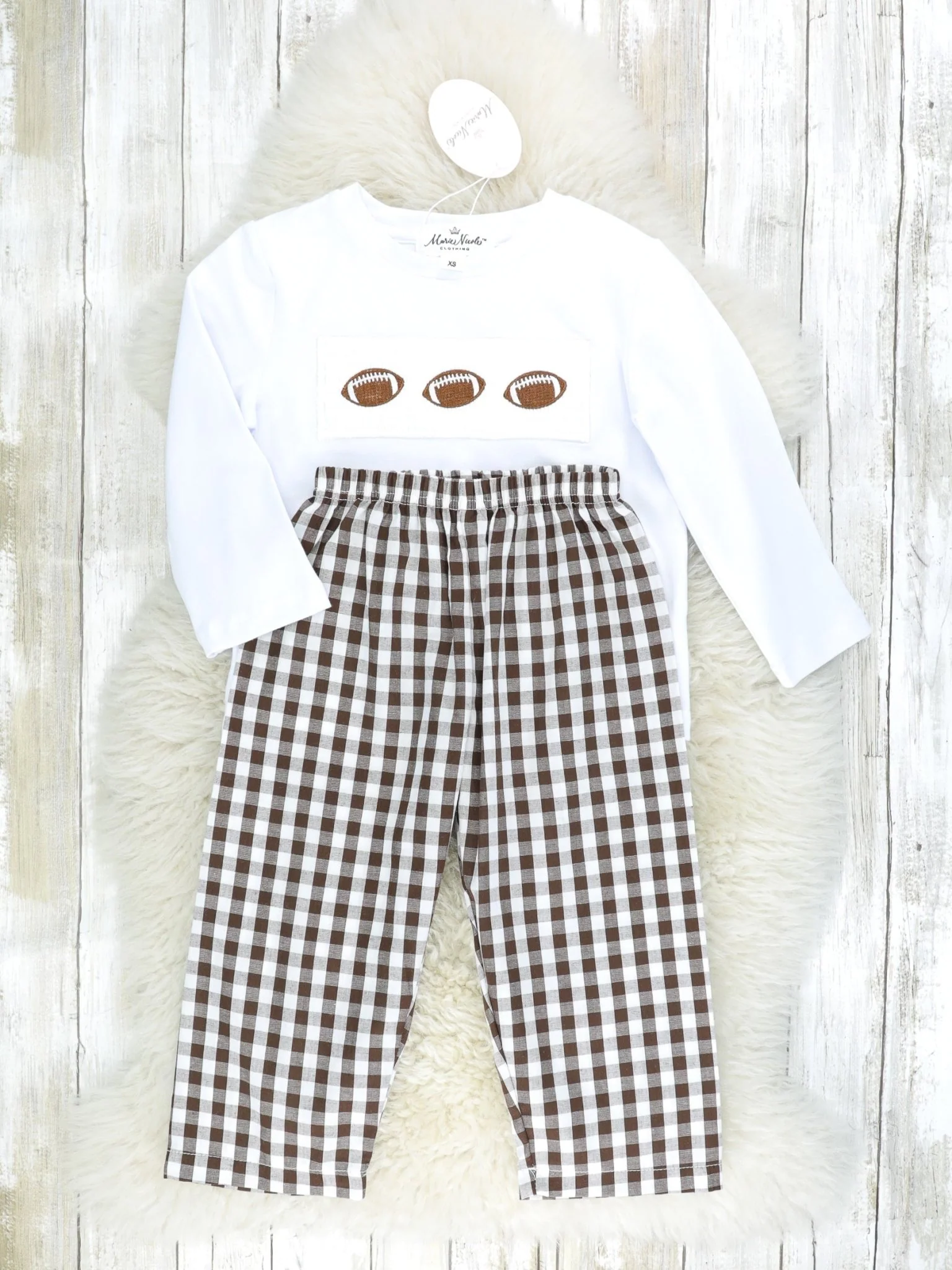 Gingham Smocked Football Outfit - Image 2