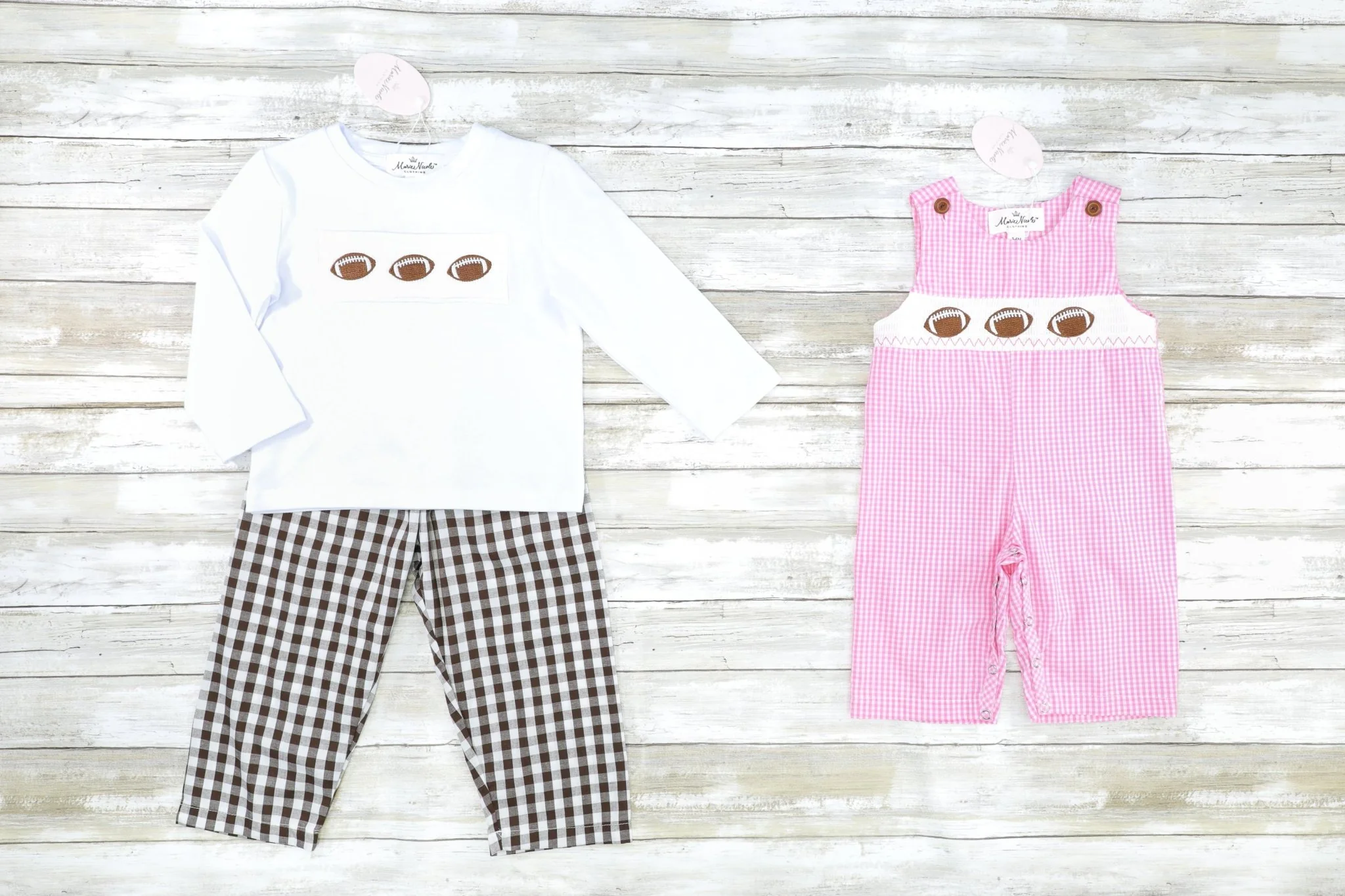 Gingham Smocked Football Outfit - Image 3