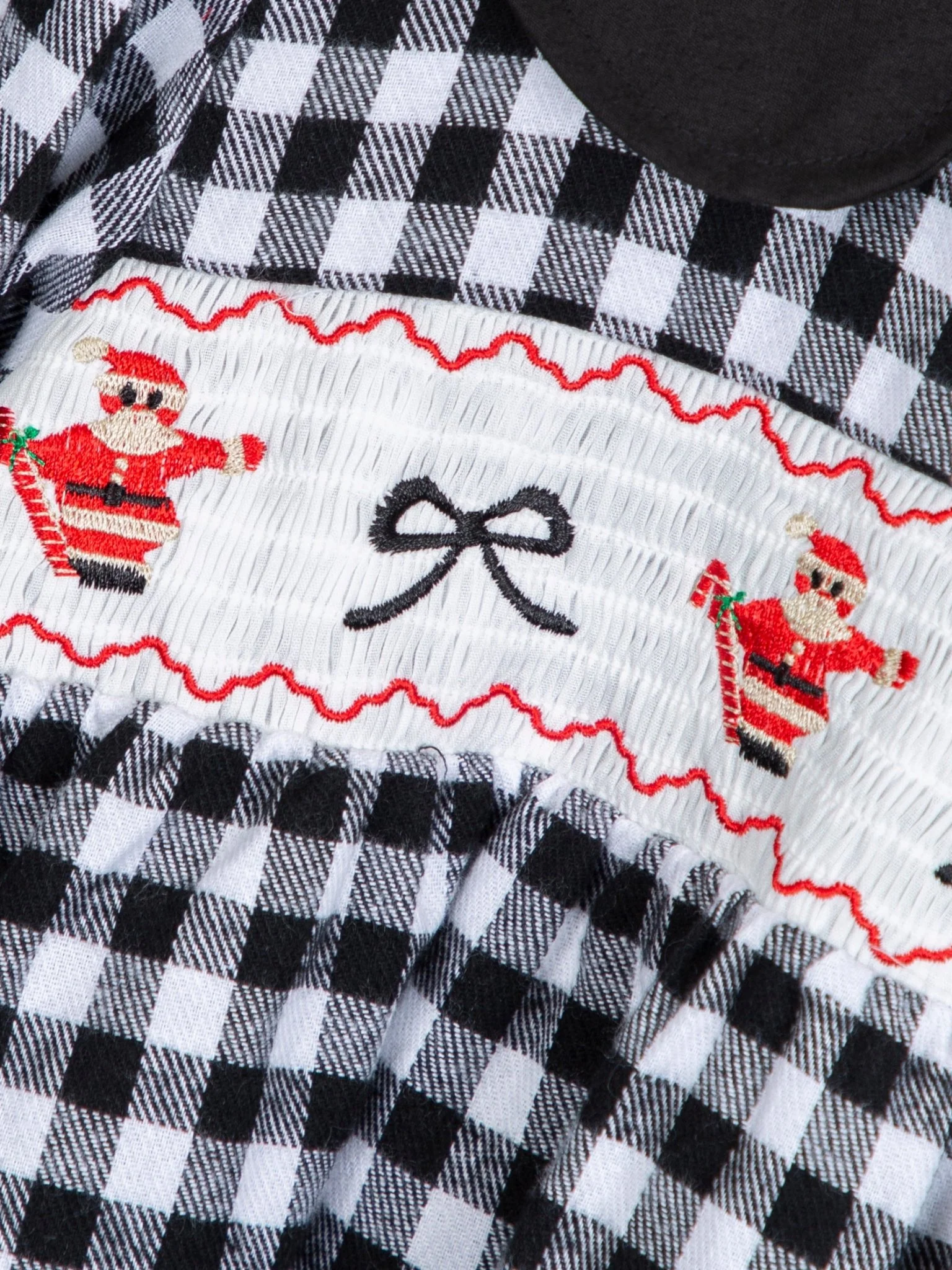 Gingham Smocked Santa Vintage Outfit - Image 4