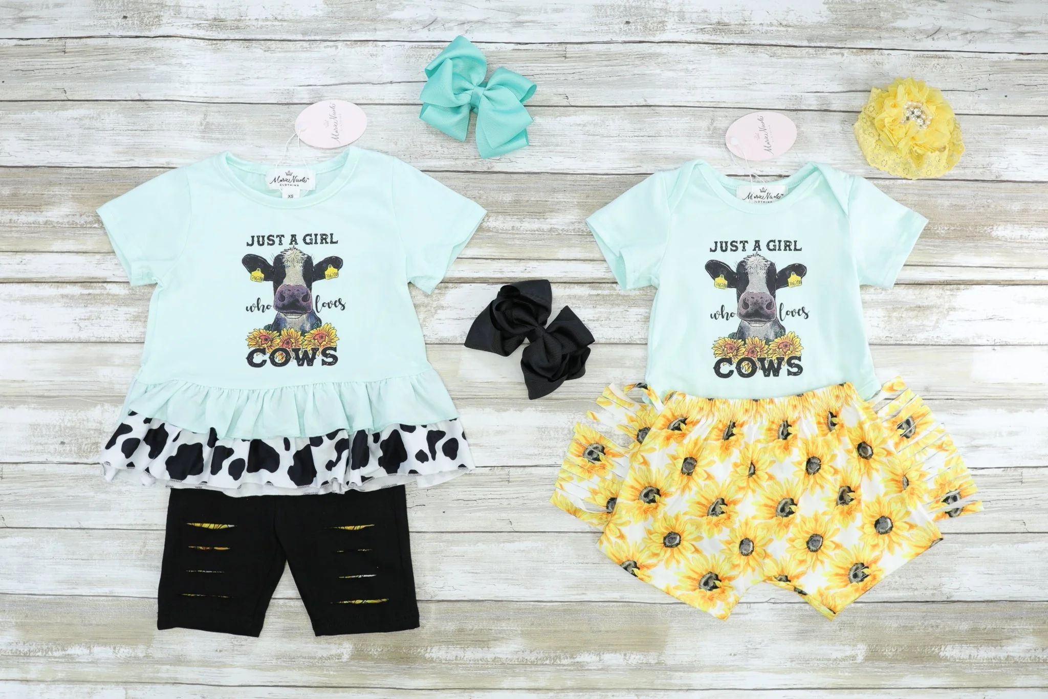 Girl Who Loves Cows Sunflower Fringe Bloomer Outfit - Image 3