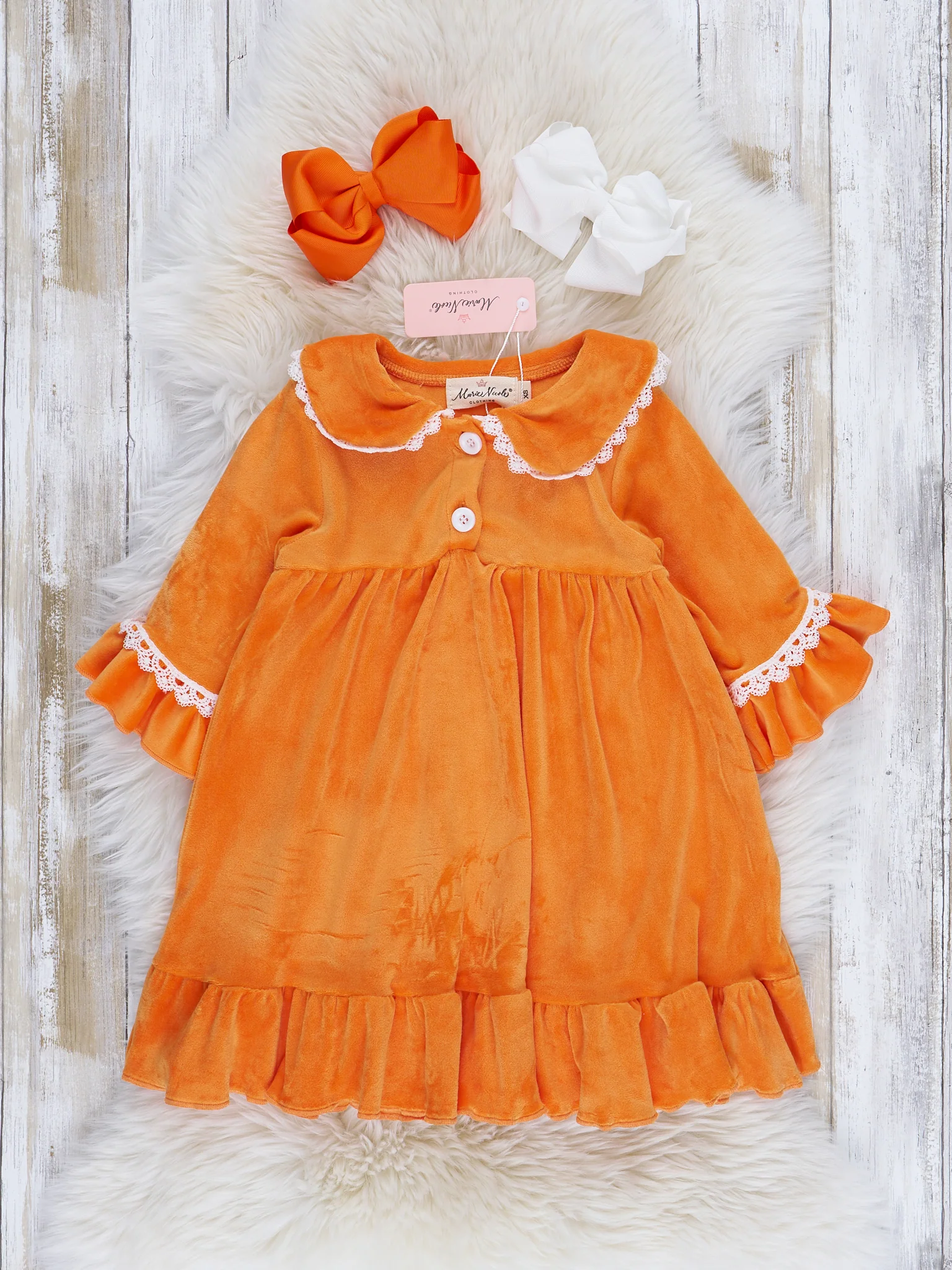 Girls' Autumn Velvet Ruffle Sleep Gown - Image 2