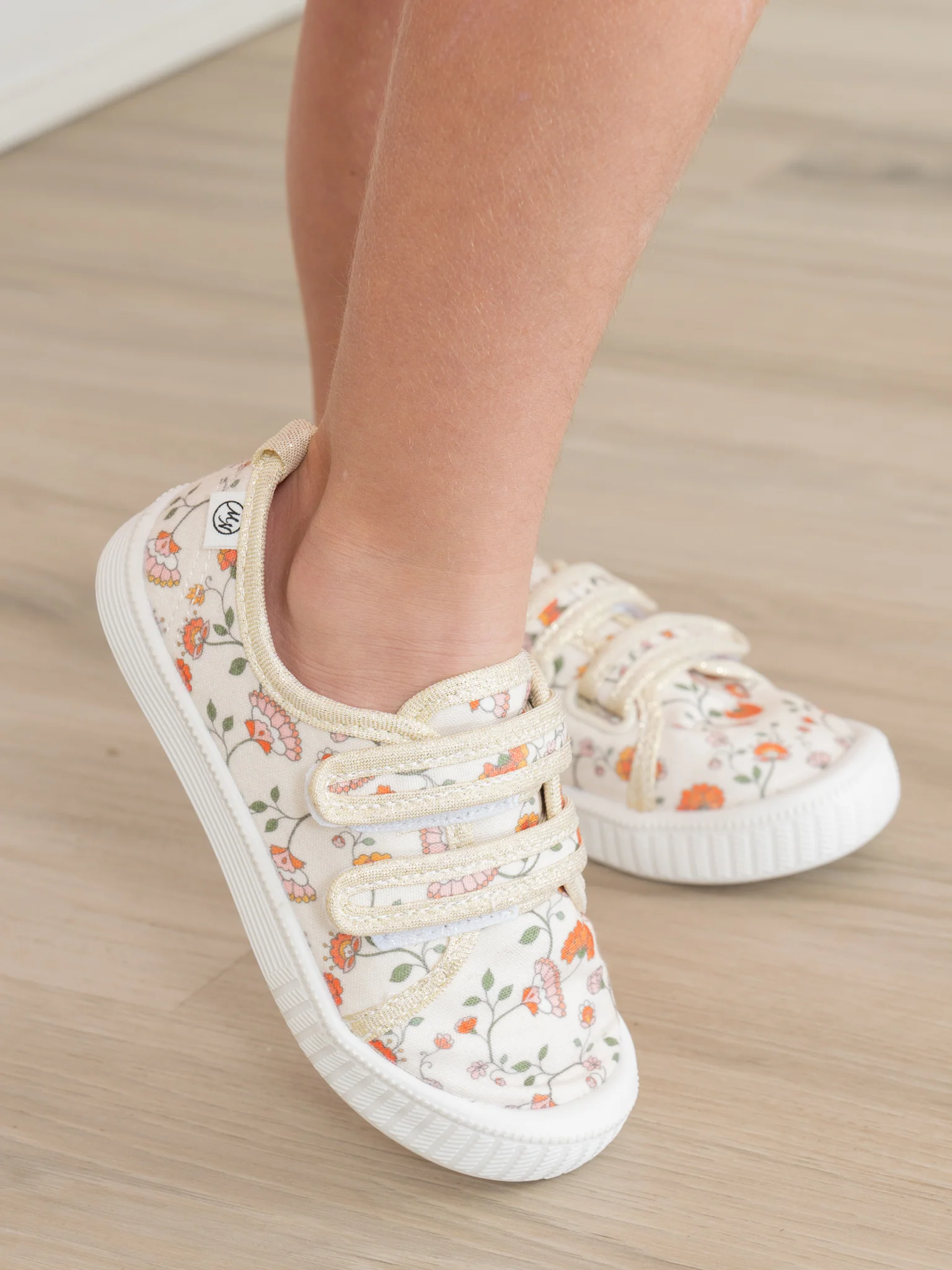 Girls' Canvas Velcro Sneaker in Floral - Image 3