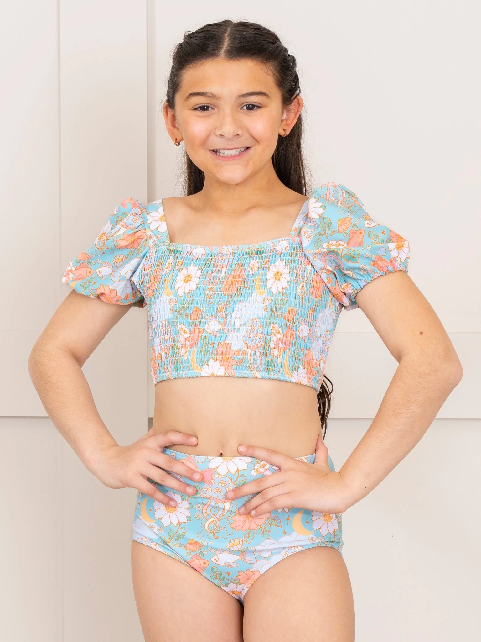 Girls Smocked Aquarium Swimsuit