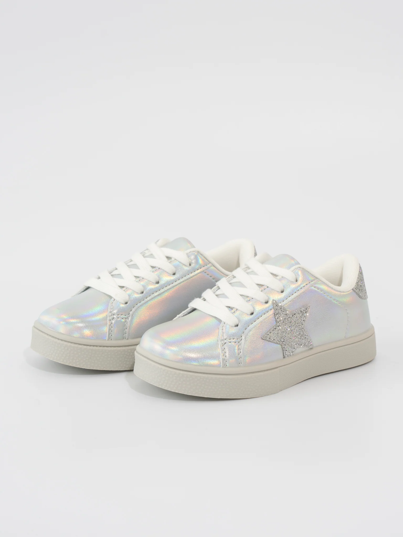 Girls' Sparkle Star Sneaker - Holographic Silver