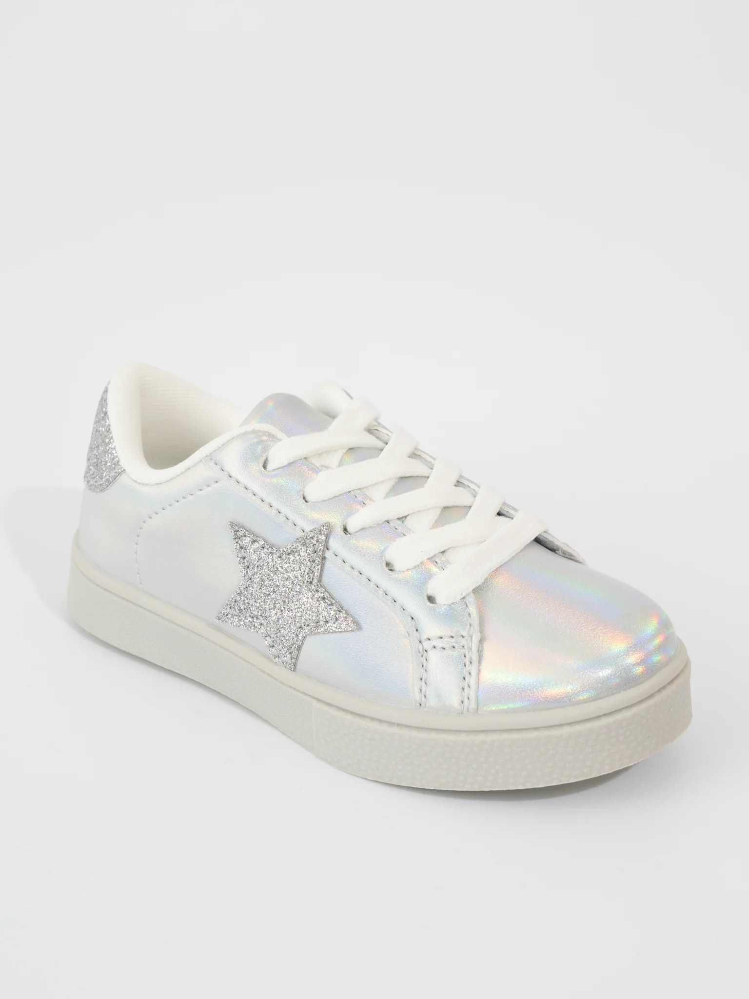 Girls' Sparkle Star Sneaker - Holographic Silver - Image 10